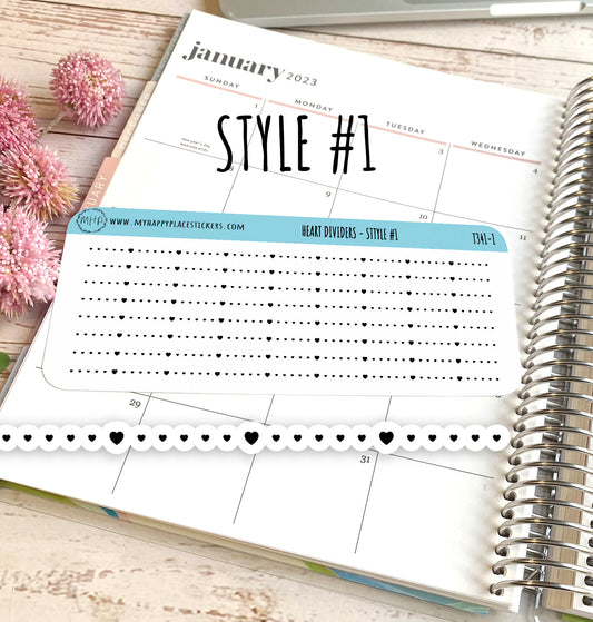 Hearts Divider Stickers. Decorative Sticker for Planners. Foiled Stickers || T341