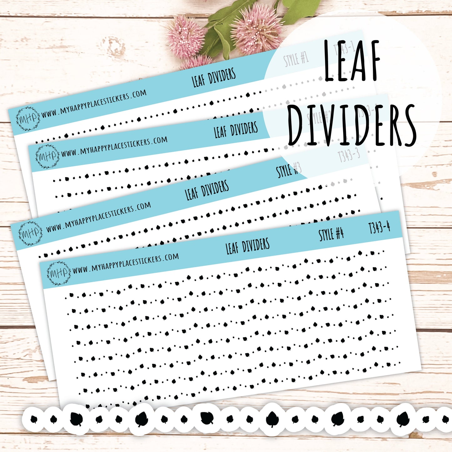 Leaf Divider Stickers. Decorative Sticker for Planners. Foiled Stickers || T343