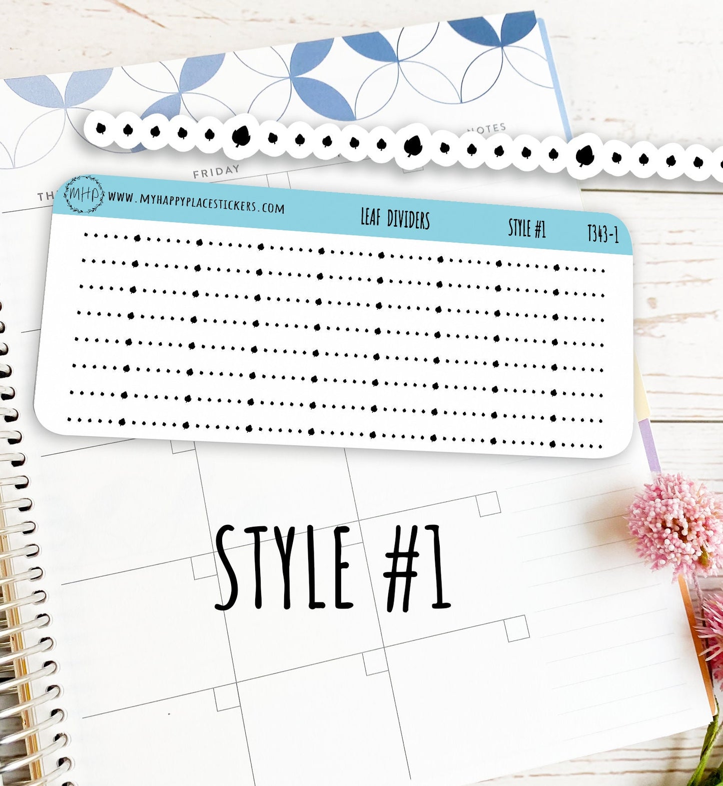 Leaf Divider Stickers. Decorative Sticker for Planners. Foiled Stickers || T343