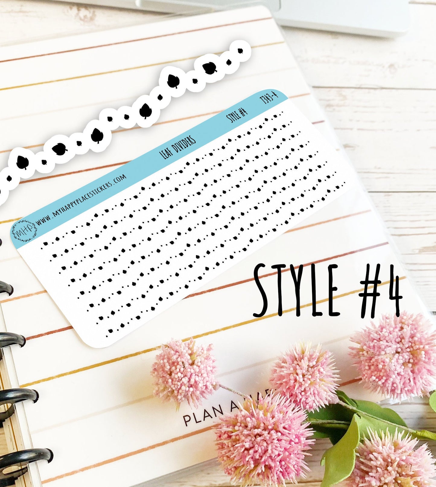 Leaf Divider Stickers. Decorative Sticker for Planners. Foiled Stickers || T343