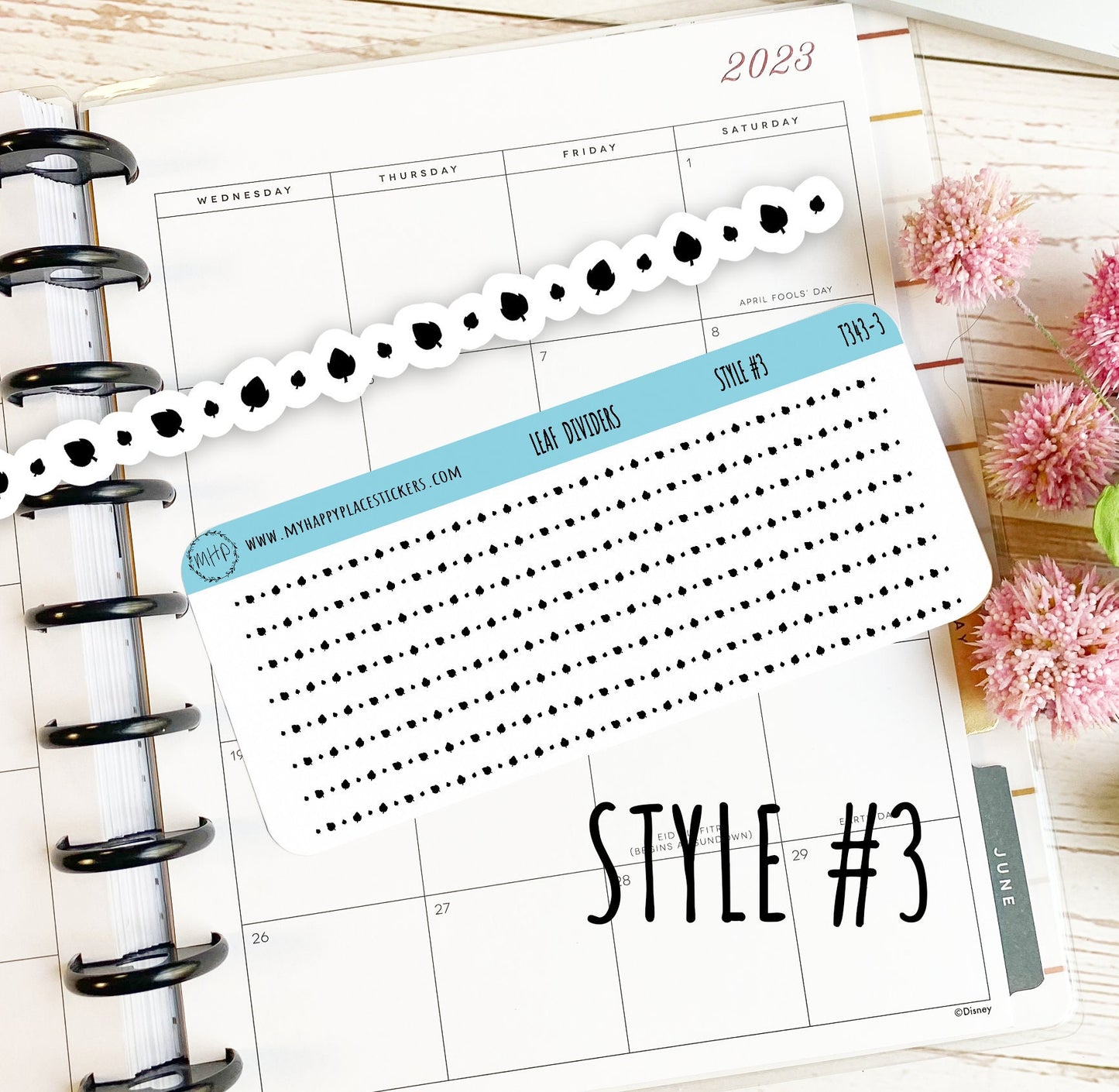 Leaf Divider Stickers. Decorative Sticker for Planners. Foiled Stickers || T343
