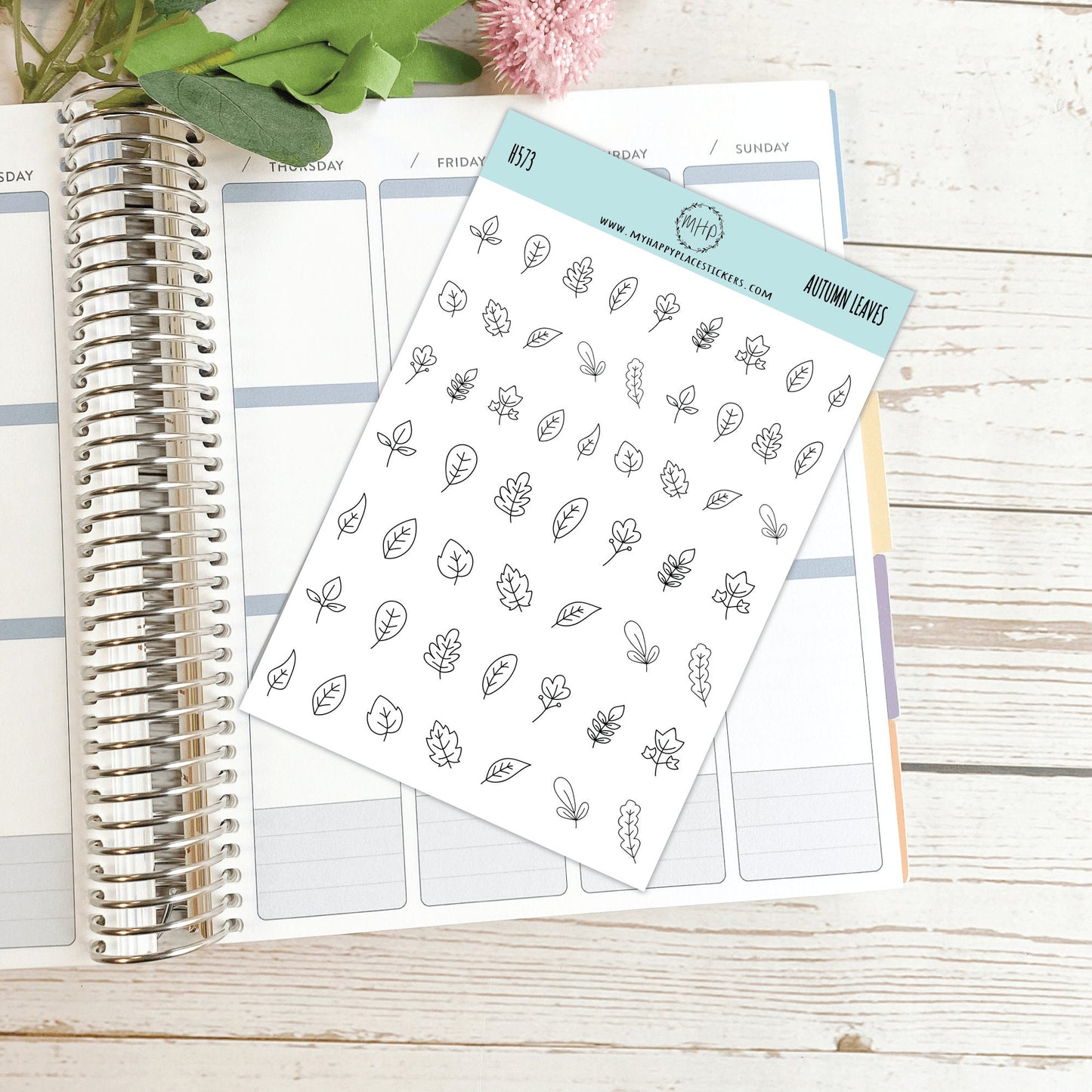 Autumn Leaves Decorative Stickers. Stickers for Planners, Bullet Journals, or Scrapbooking. Gold, Silver & Rose Gold Foil || H573