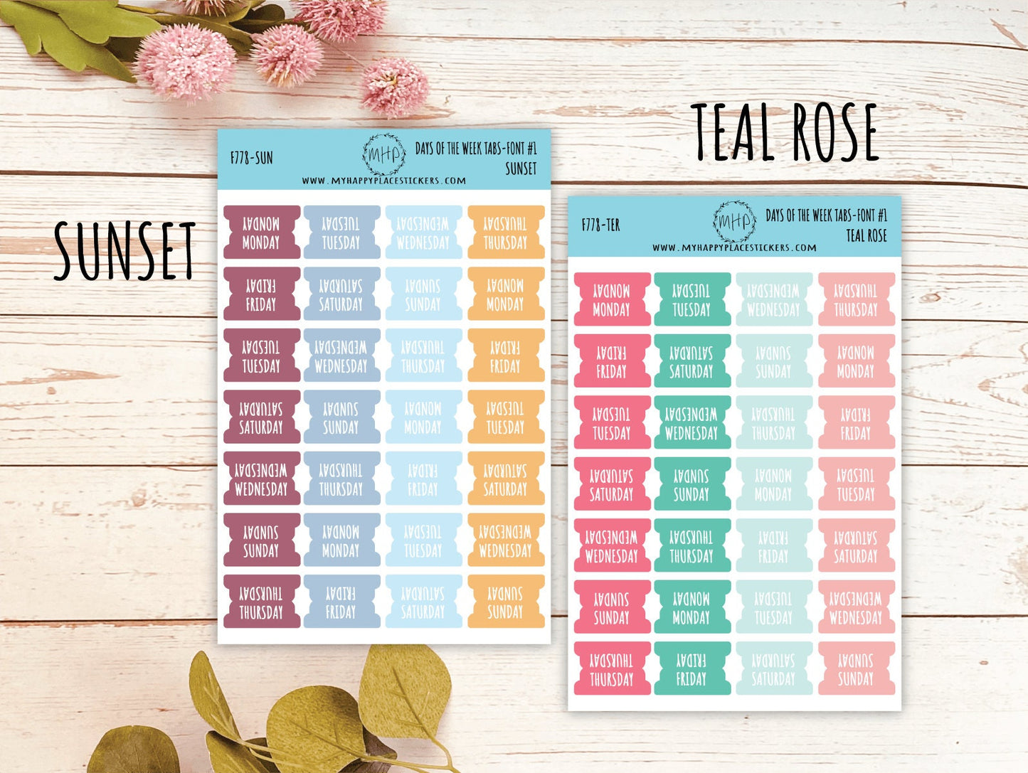 Days of the Week Tabs. Stickers for Planners. Tabs for Planners. Days of the Week Stickers || F778