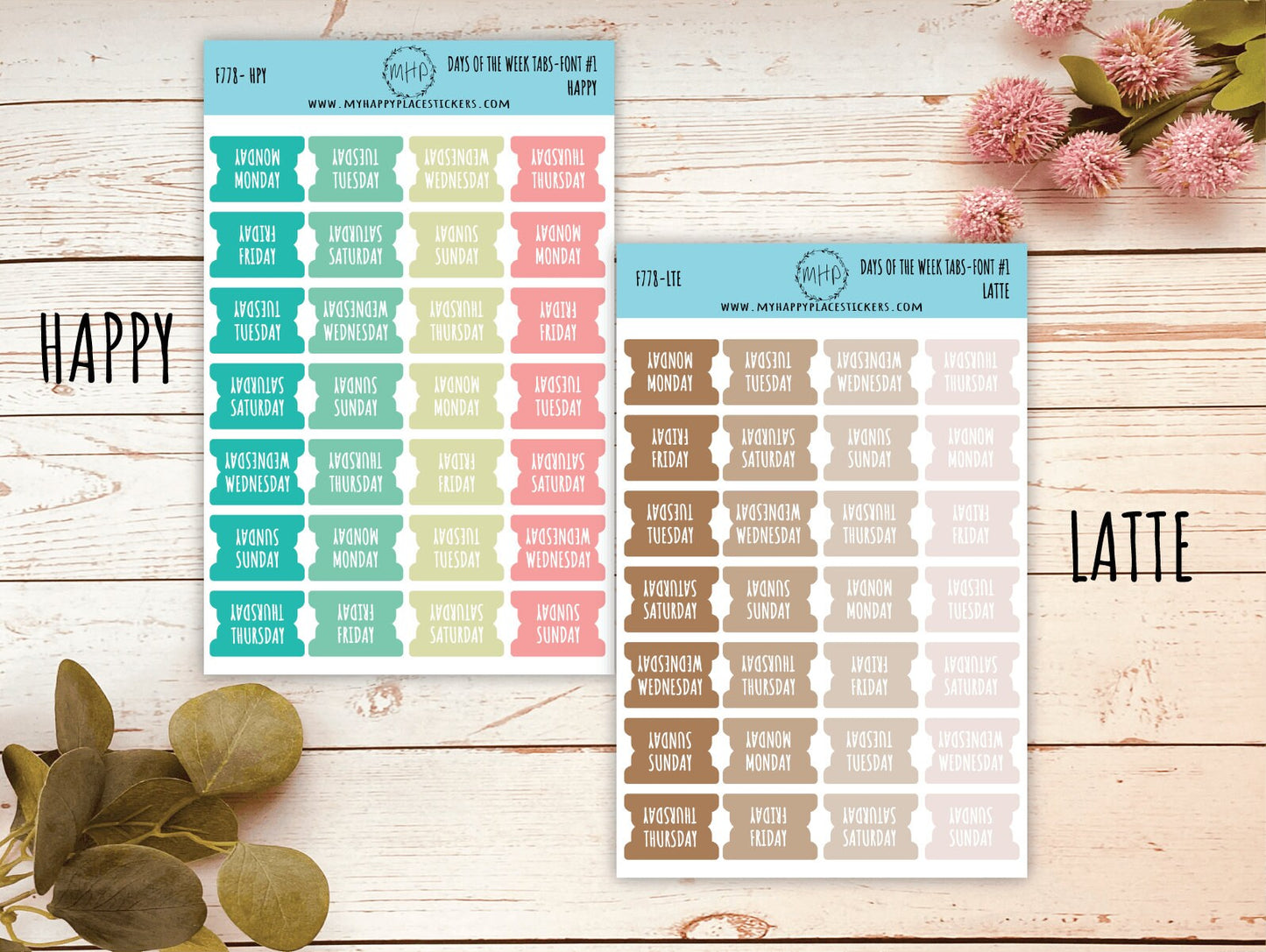 Days of the Week Tabs. Stickers for Planners. Tabs for Planners. Days of the Week Stickers || F778