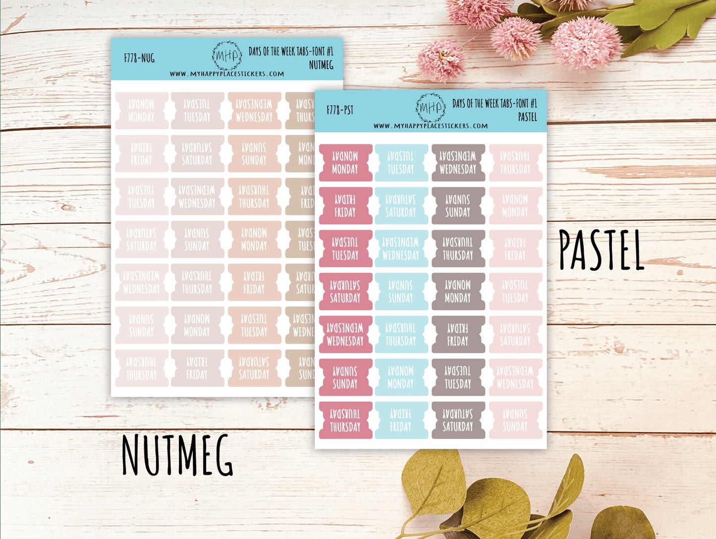 Days of the Week Tabs. Stickers for Planners. Tabs for Planners. Days of the Week Stickers || F778