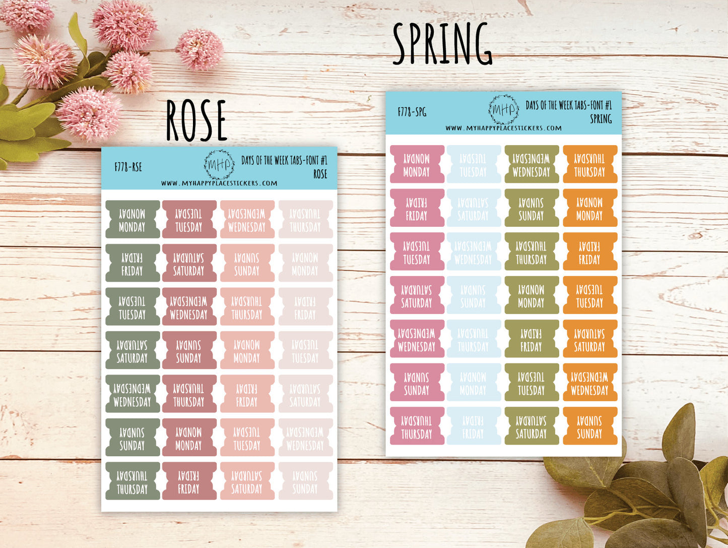 Days of the Week Tabs. Stickers for Planners. Tabs for Planners. Days of the Week Stickers || F778