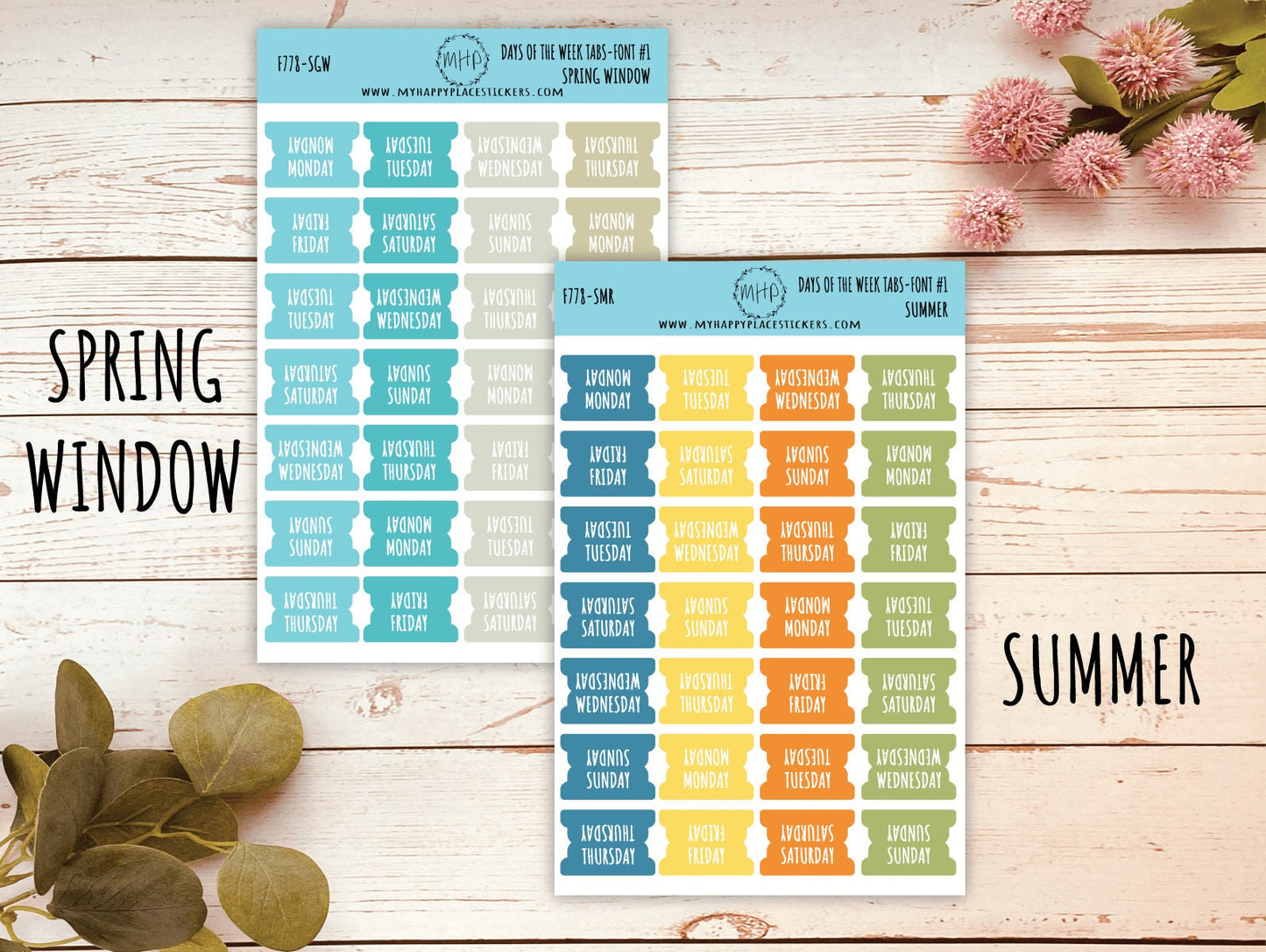 Days of the Week Tabs. Stickers for Planners. Tabs for Planners. Days of the Week Stickers || F778