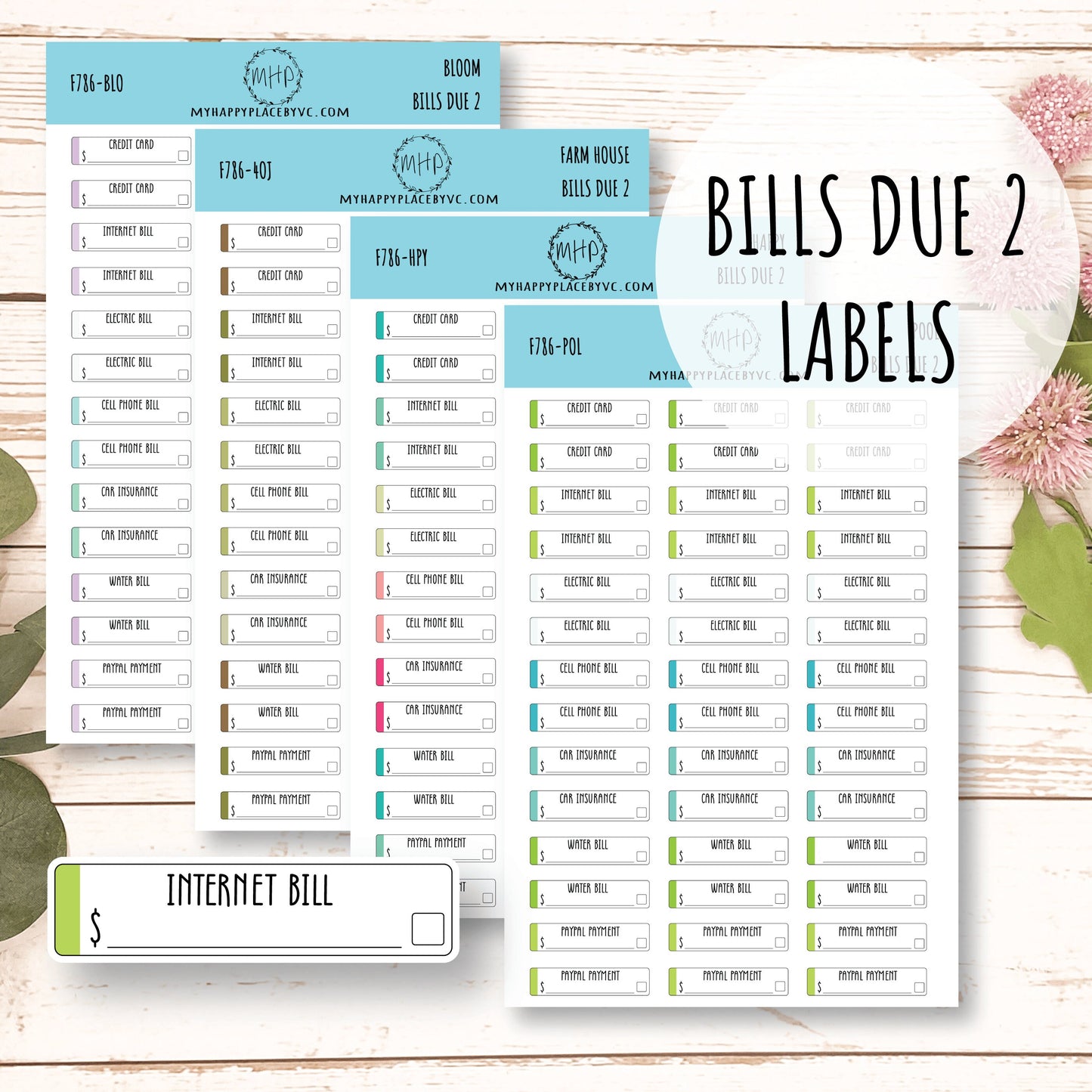 Bills Due 2. Planner Stickers. Payment Due Labels. Organization and Budgeting Stickers || F786