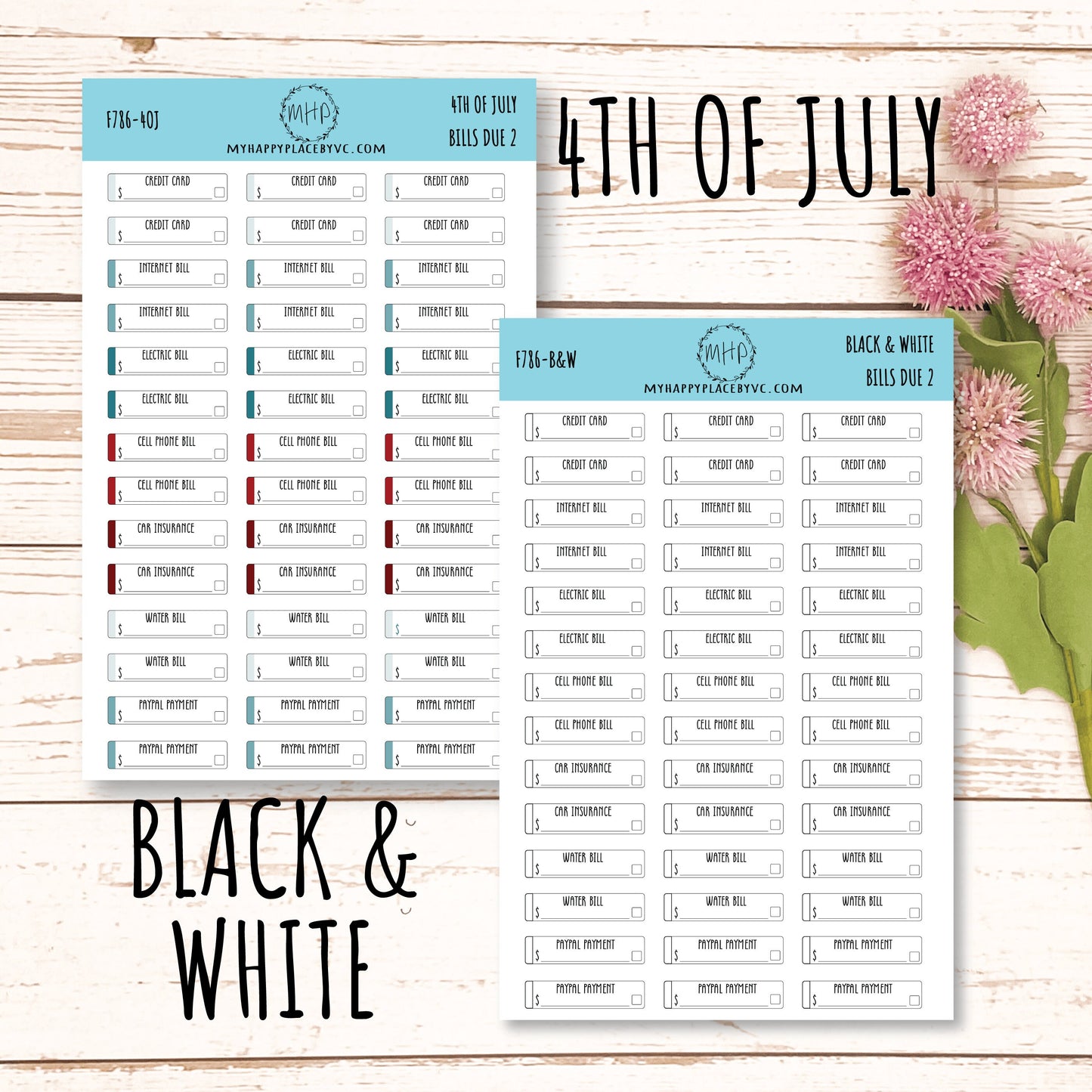 Bills Due 2. Planner Stickers. Payment Due Labels. Organization and Budgeting Stickers || F786