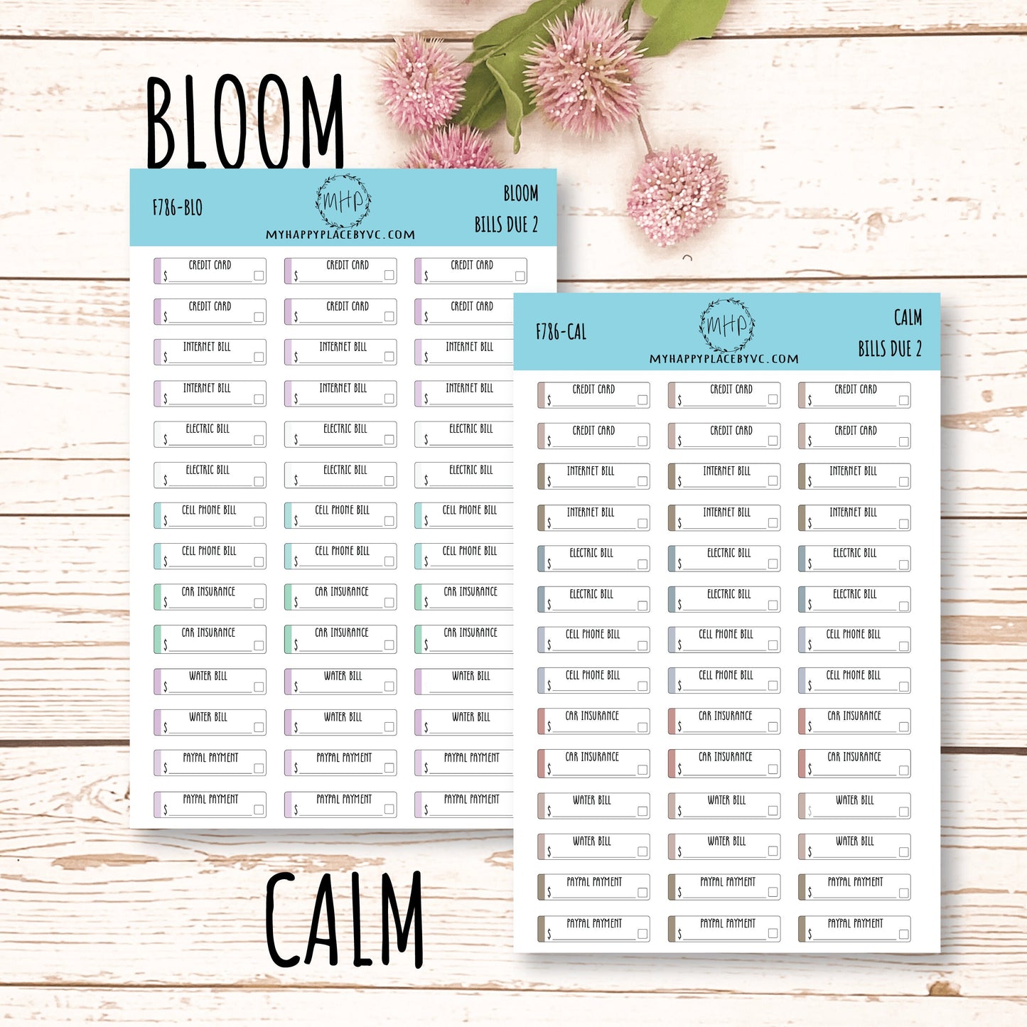 Bills Due 2. Planner Stickers. Payment Due Labels. Organization and Budgeting Stickers || F786