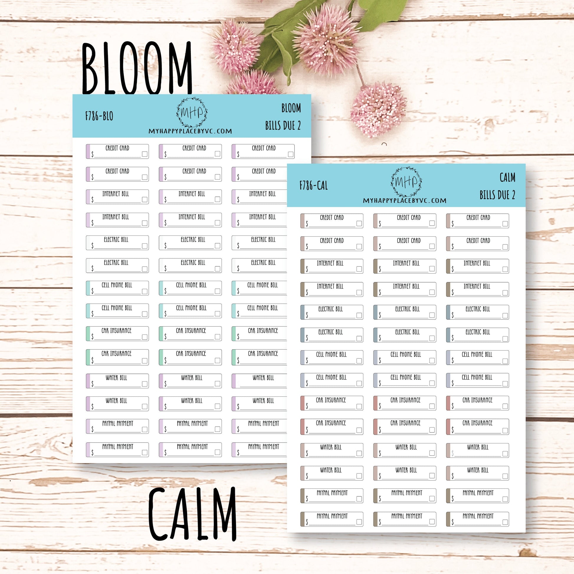 Bills Due 2. Planner Stickers. Payment Due Labels. Organization and Budgeting Stickers || F786