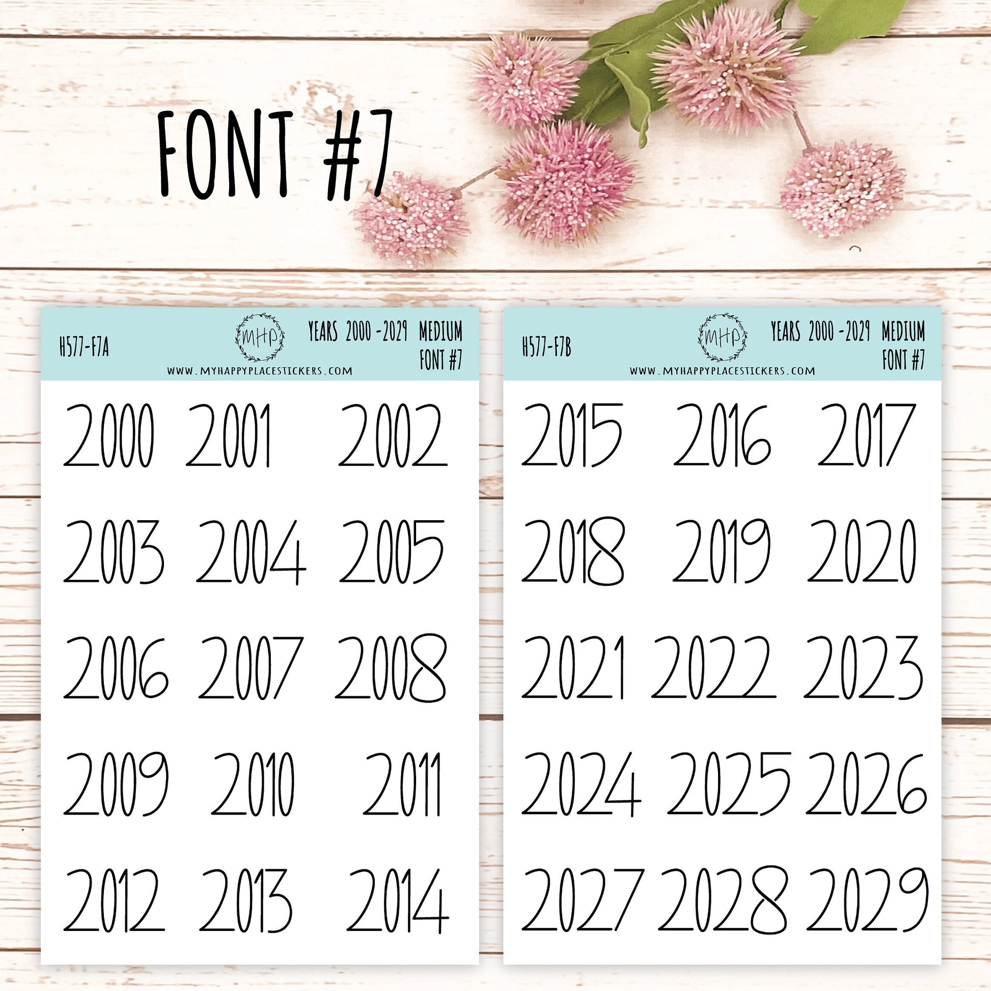 2000 - 2029 Years Stickers Size Medium. Timeline Stickers. Gold, Silver and Rose Gold Foil Stickers || H577