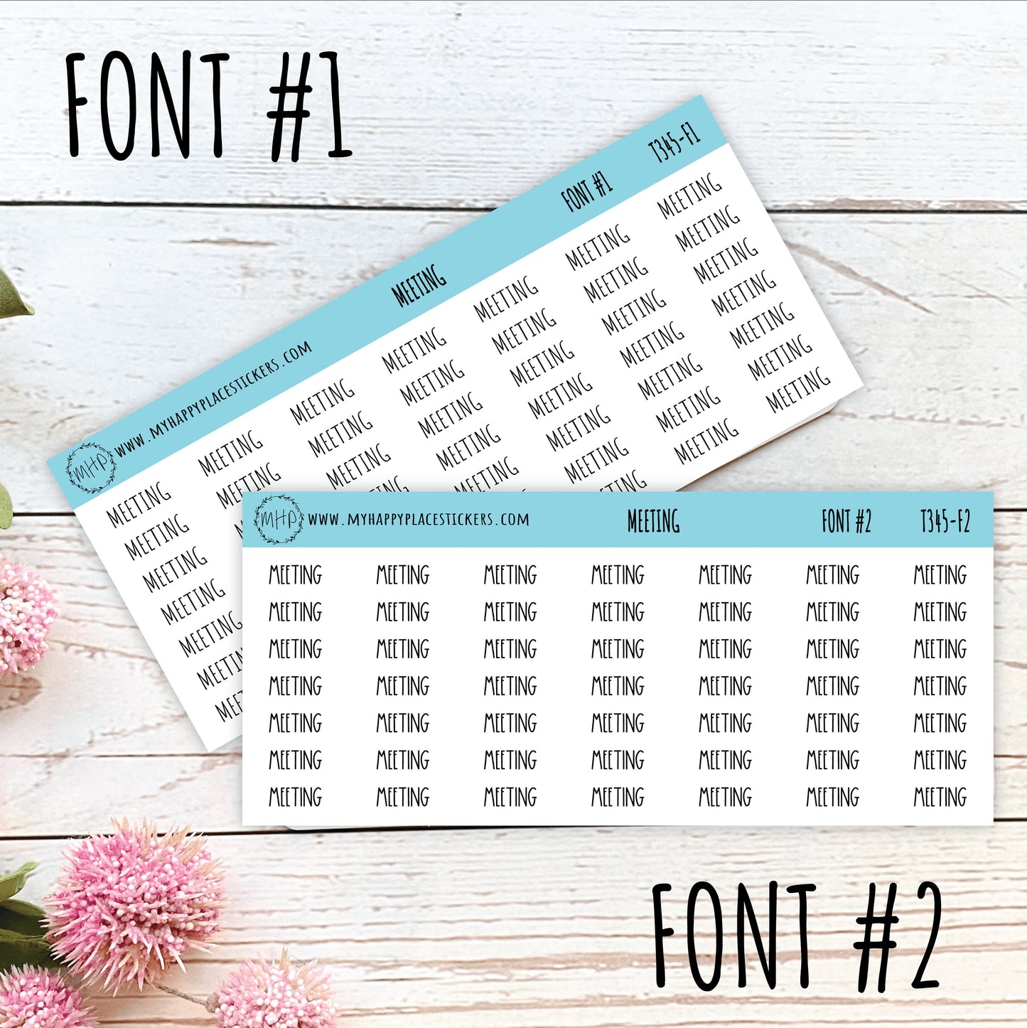 MEETING Stickers for Planner and Bullet Journals. 11 Fonts to Choose From || T345