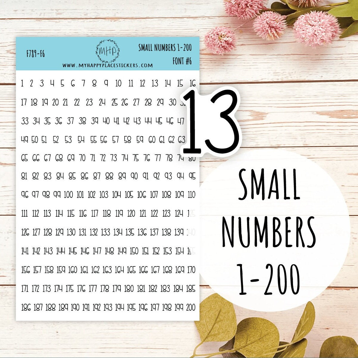 Small Number Stickers 1 - 200. Planner Stickers || F790