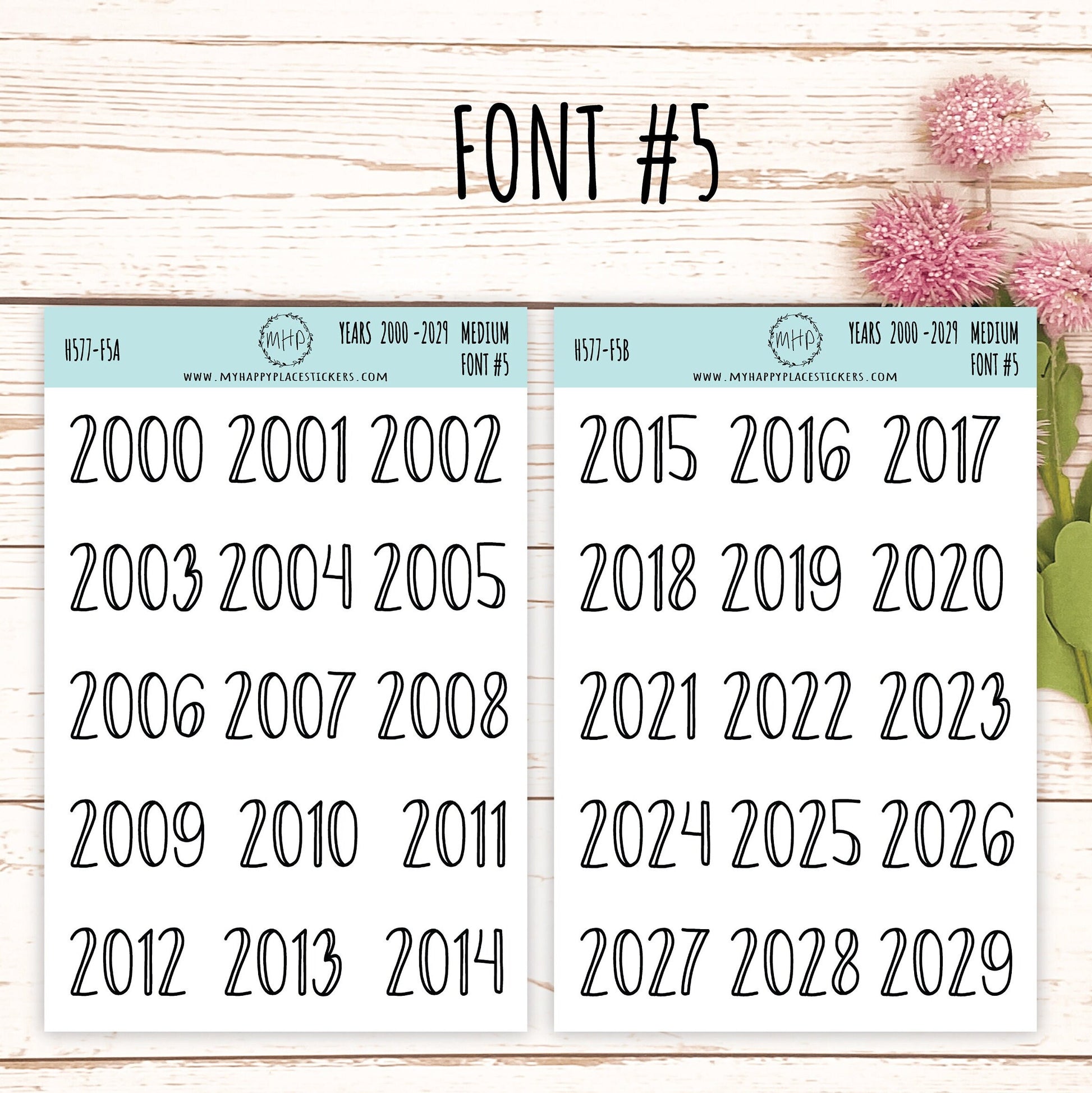 2000 - 2029 Years Stickers Size Medium. Timeline Stickers. Gold, Silver and Rose Gold Foil Stickers || H577