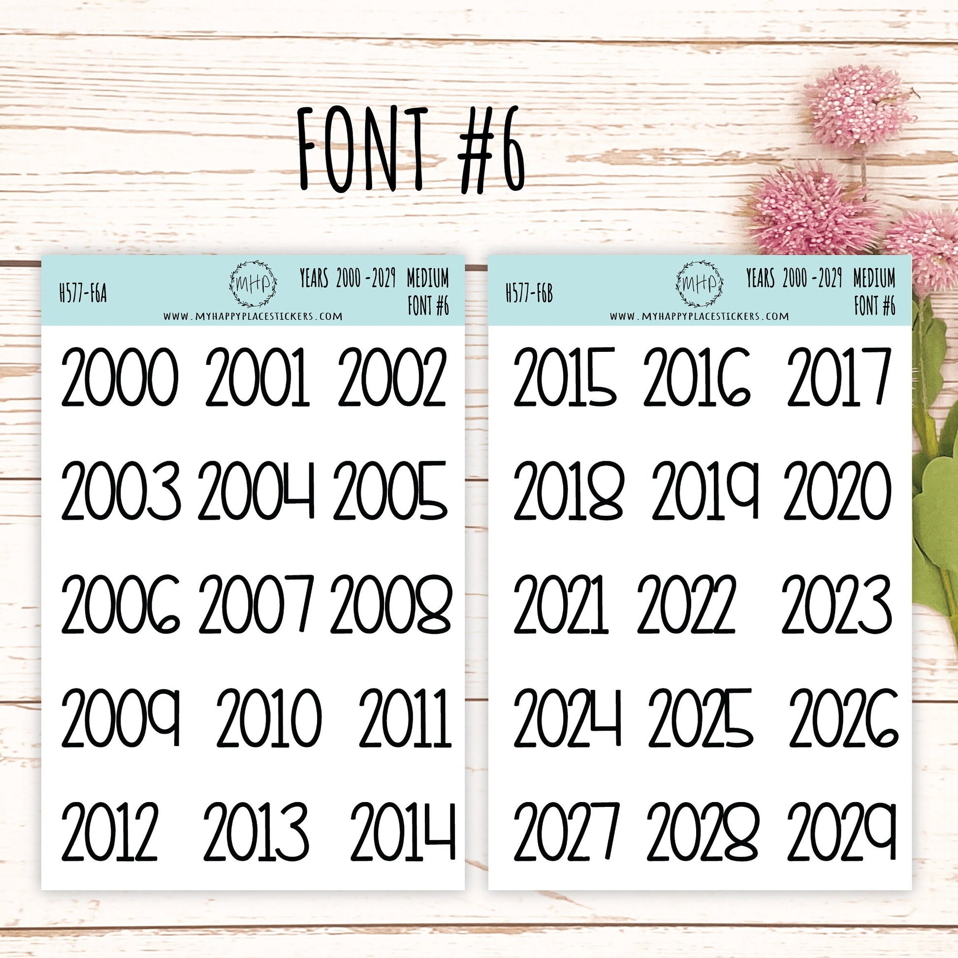 2000 - 2029 Years Stickers Size Medium. Timeline Stickers. Gold, Silver and Rose Gold Foil Stickers || H577