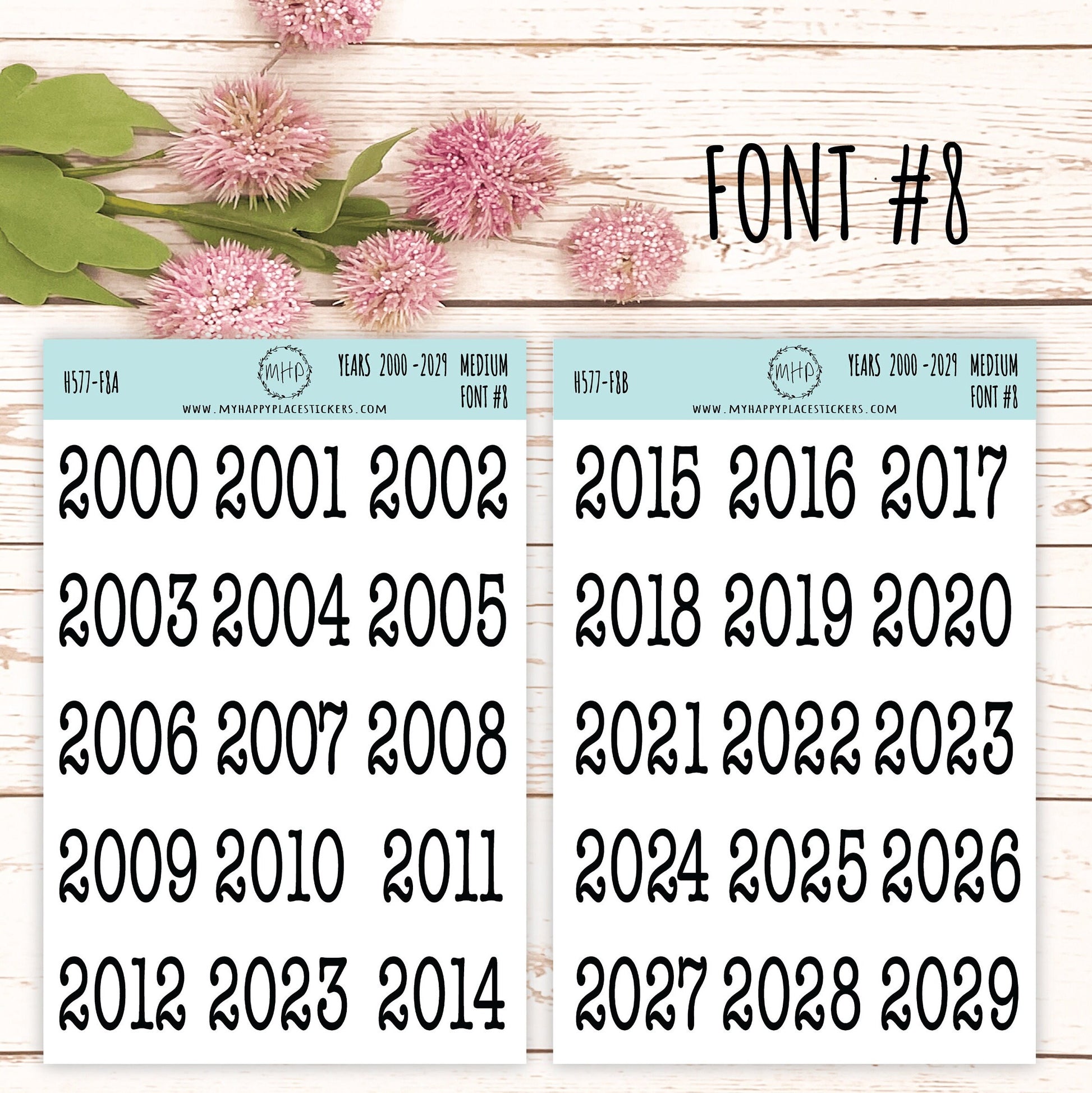 2000 - 2029 Years Stickers Size Medium. Timeline Stickers. Gold, Silver and Rose Gold Foil Stickers || H577