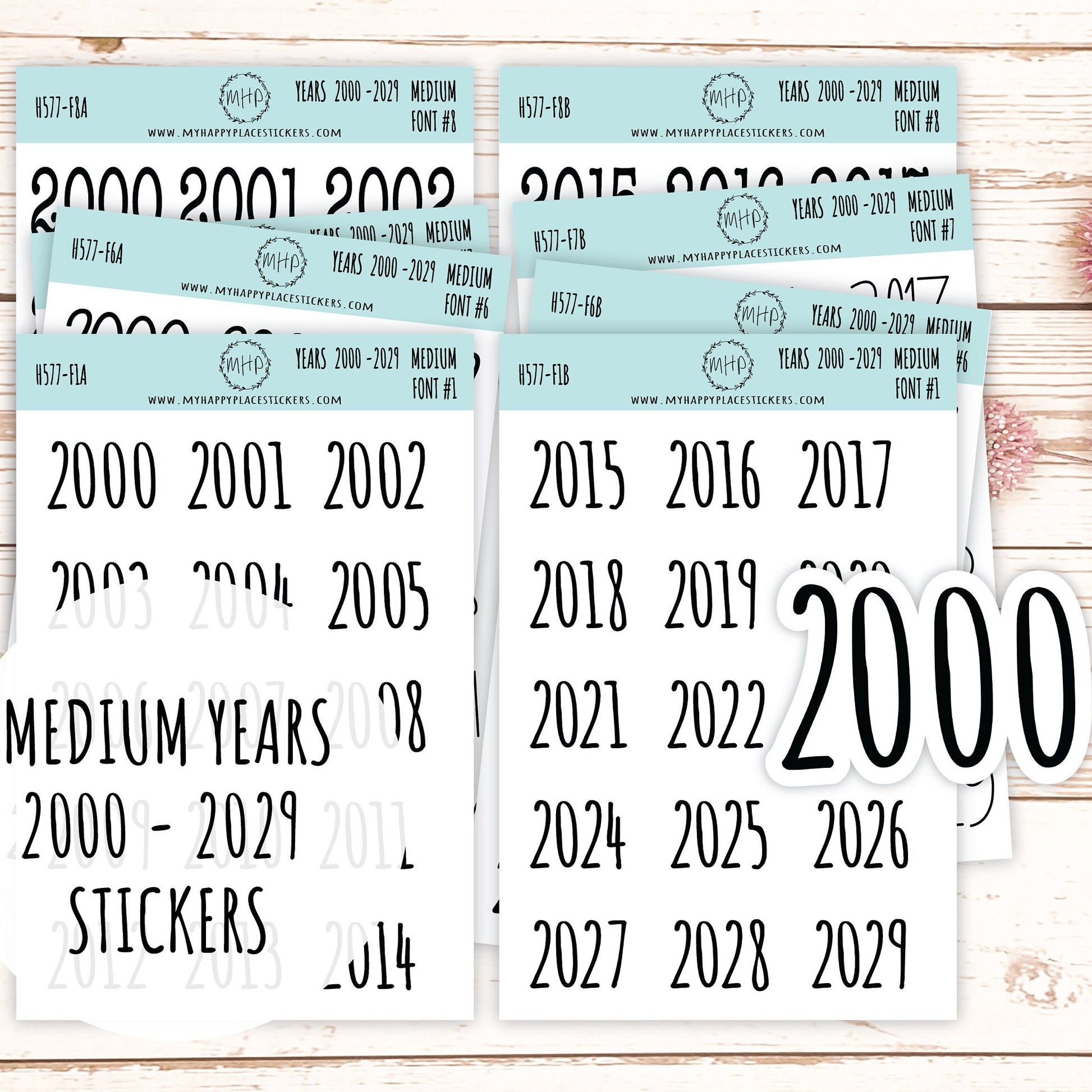 2000 - 2029 Years Stickers Size Medium. Timeline Stickers. Gold, Silver and Rose Gold Foil Stickers || H577