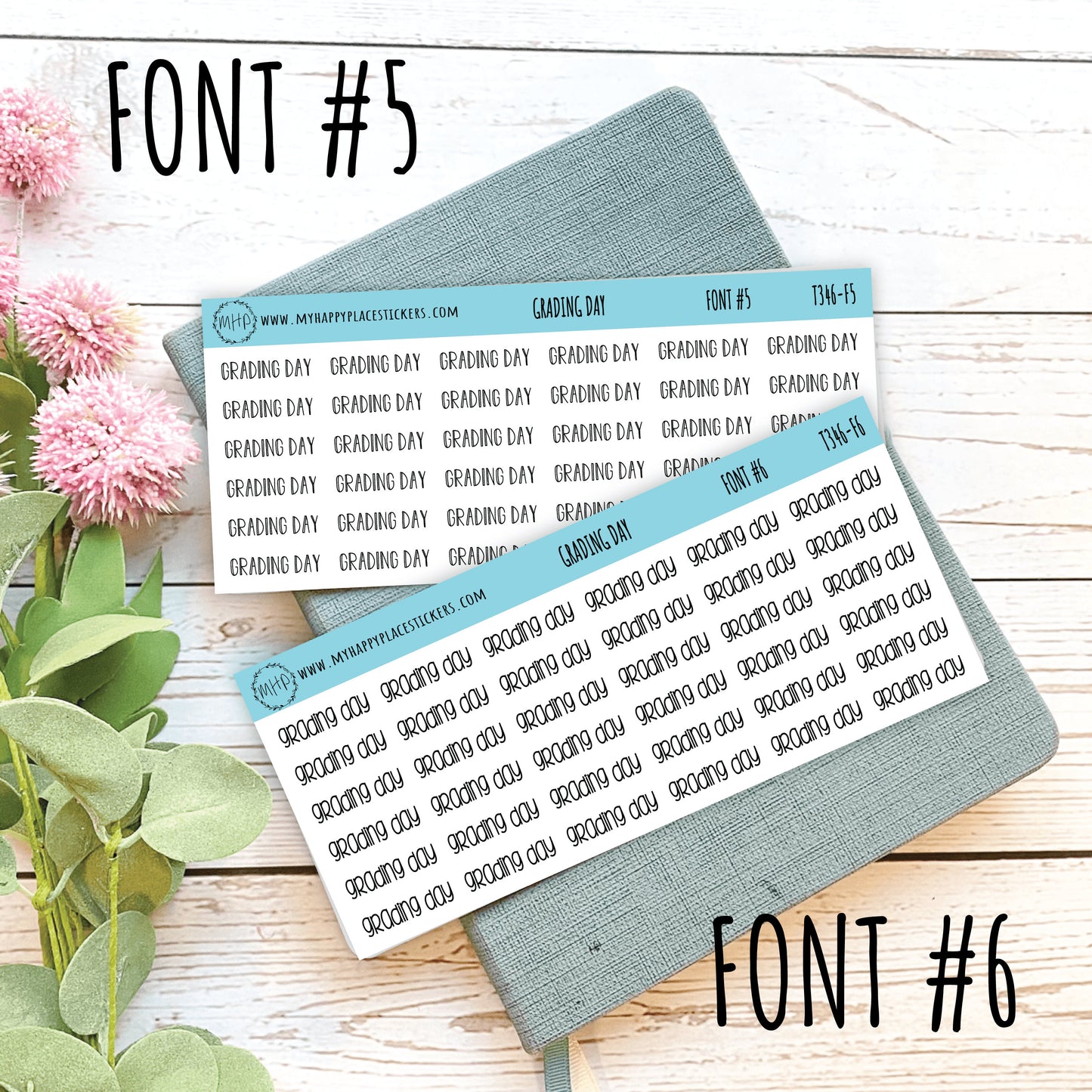 GRADING DAY Stickers for Planner and Bullet Journals. 11 Fonts to Choose From || T346
