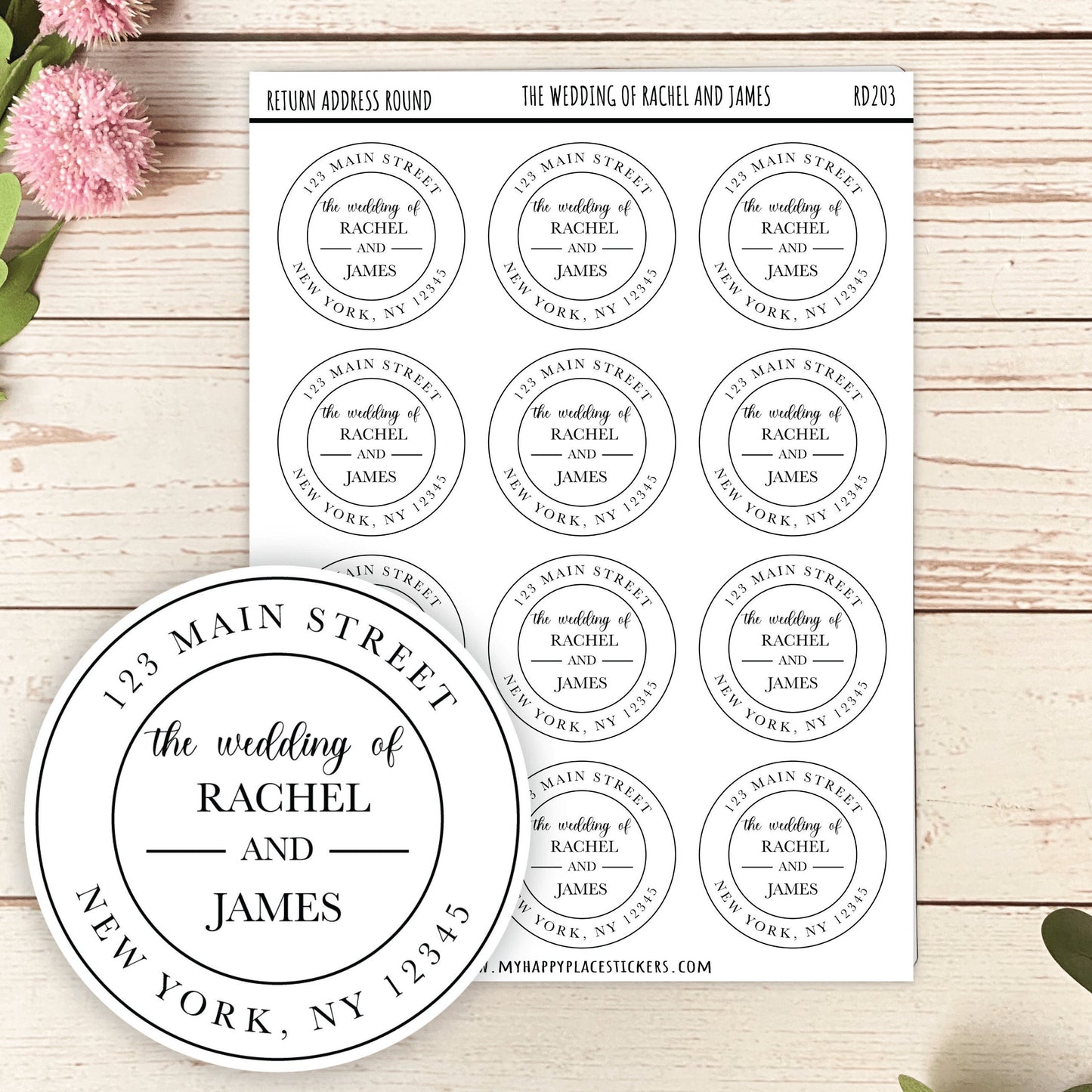 Round Return Address Labels. Personalized Labels. The Wedding of.. labels Transparent Address Labels || RD103 - RD203