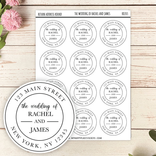 Round Return Address Labels. Personalized Labels. The Wedding of.. labels Transparent Address Labels || RD103 - RD203