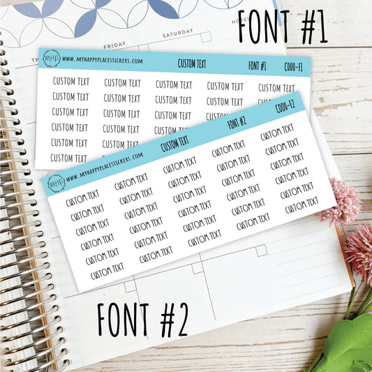 Custom Words Planner Stickers. Foiled Functional Script for Bullet Journals, Erin Condren, and Happy Planner. Foil Stickers || C001