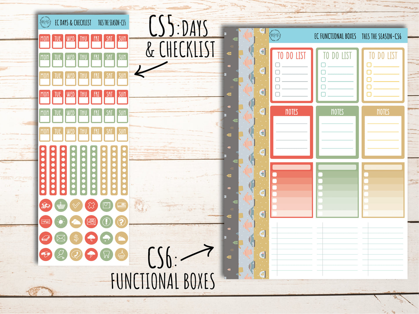 Erin Condren 7x9 Coordinating Planner Sticker Sheets. DECEMBER "Tis the Season". Add-On Sticker Sheets || TS-CS