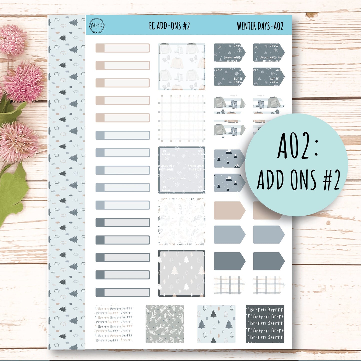 Add Ons Stickers for 7x9 Erin Condren Planners. JANUARY "Winter Days" || WD-AO