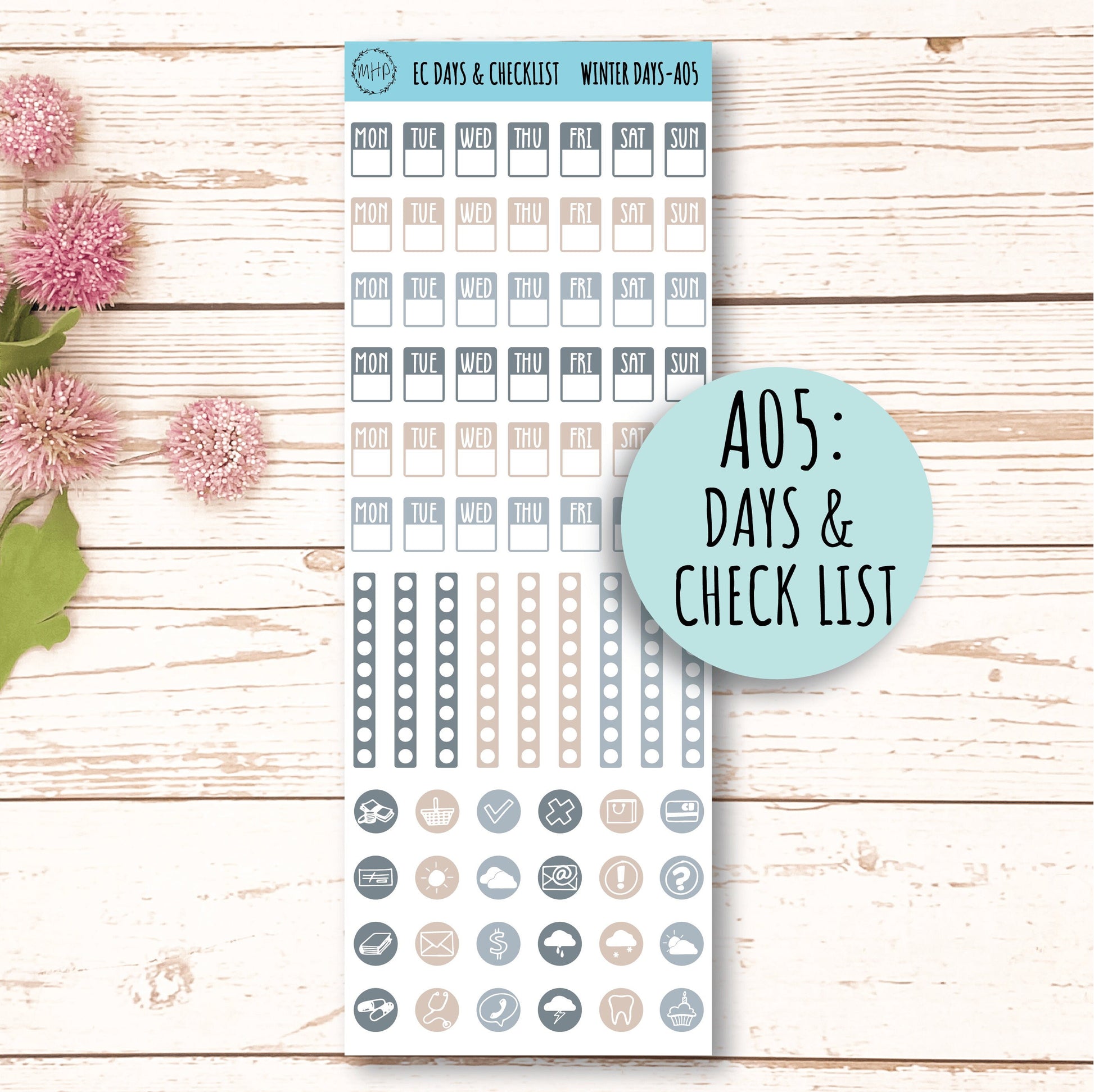 Add Ons Stickers for 7x9 Erin Condren Planners. JANUARY "Winter Days" || WD-AO