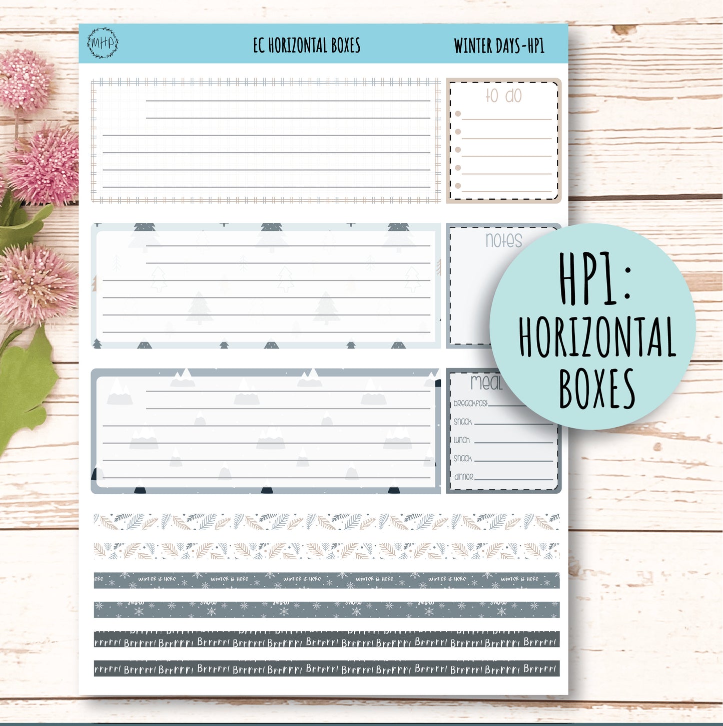 Erin Condren 7x9 Horizontal Planning Stickers. Planner Stickers. JANUARY "Winter Days" || WD-HP