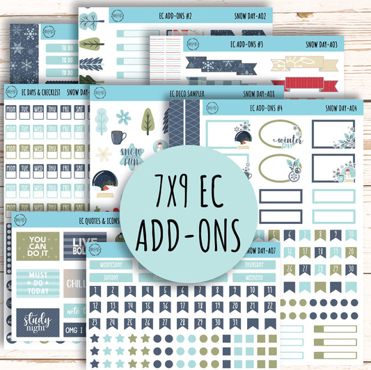 Add Ons Stickers for 7x9 Erin Condren Planners. JANUARY "Snow Day" || SD-AO