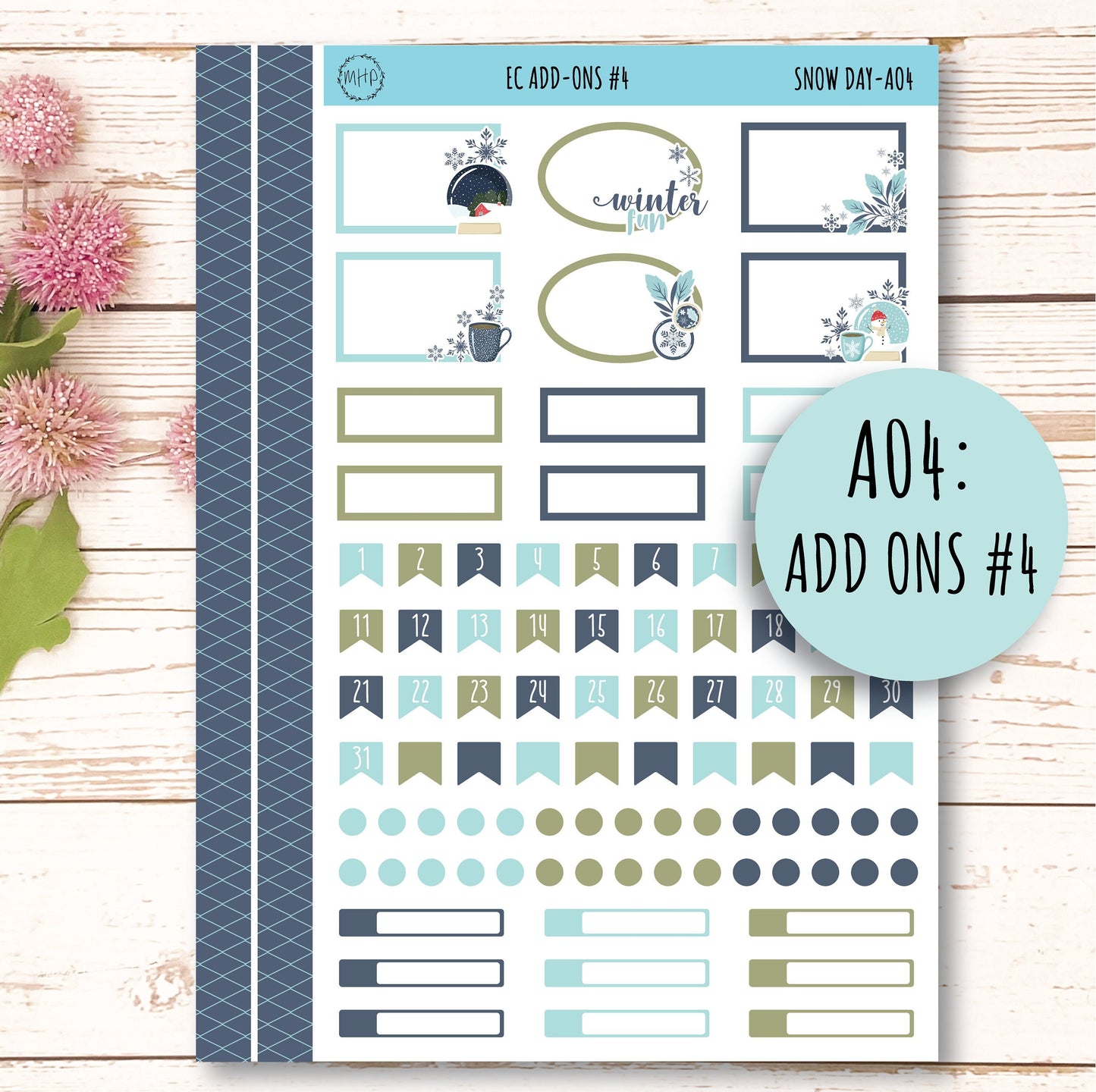 Add Ons Stickers for 7x9 Erin Condren Planners. JANUARY "Snow Day" || SD-AO