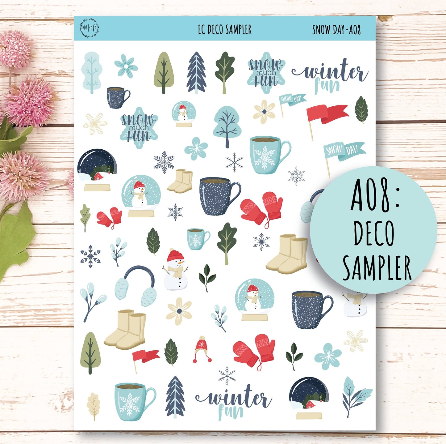 Add Ons Stickers for 7x9 Erin Condren Planners. JANUARY "Snow Day" || SD-AO