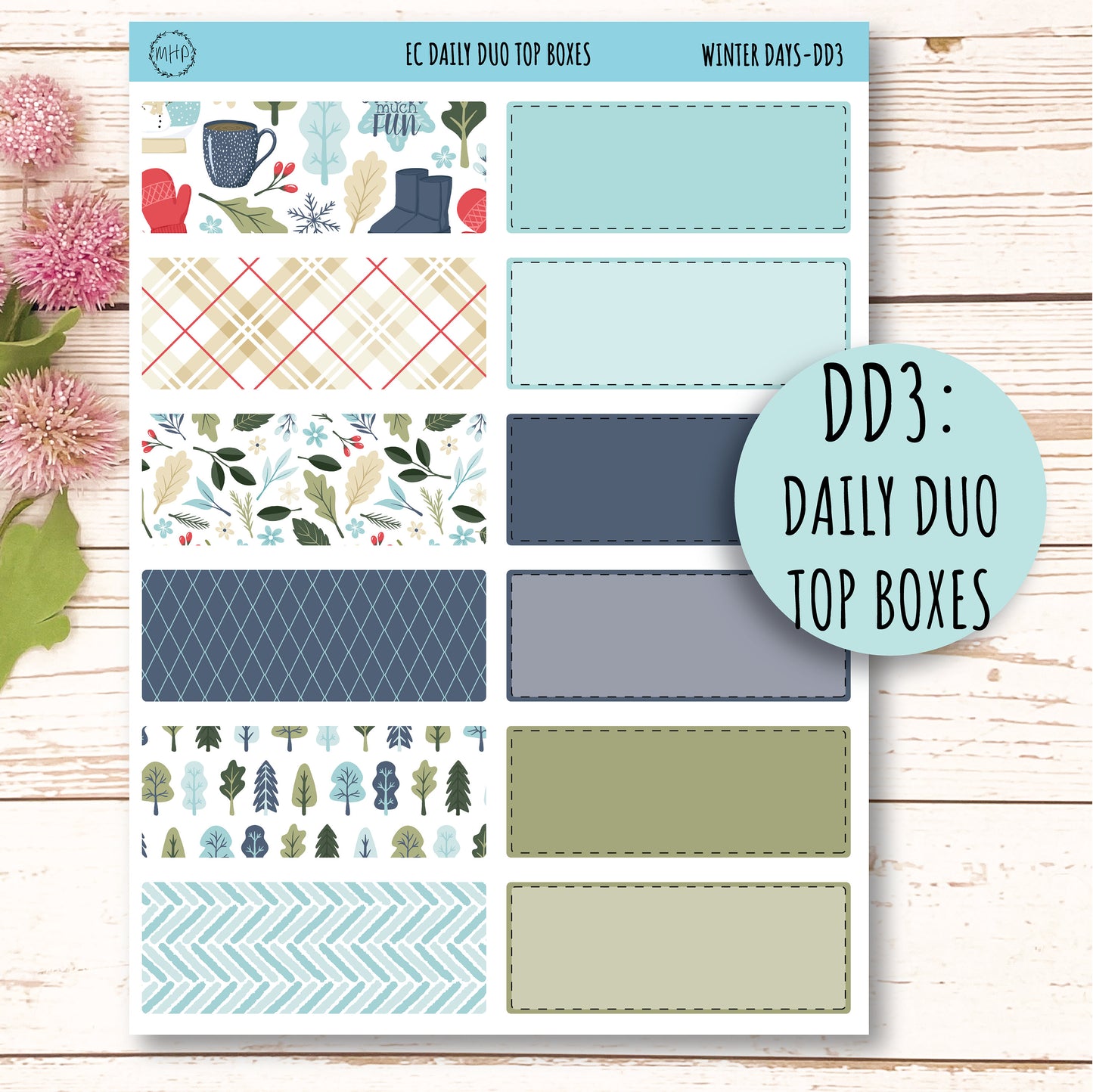 Daily Duo Stickers for 7x9 Erin Condren Planners. JANUARY "Snow Day" ||SD-DD