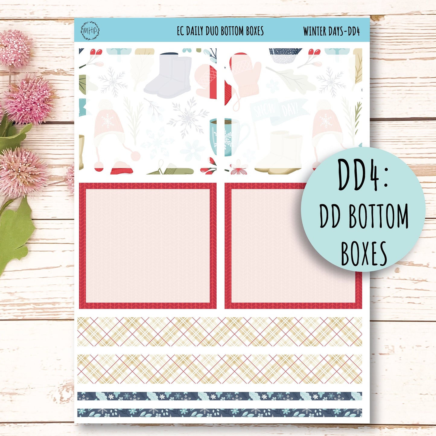 Daily Duo Stickers for 7x9 Erin Condren Planners. JANUARY "Snow Day" ||SD-DD