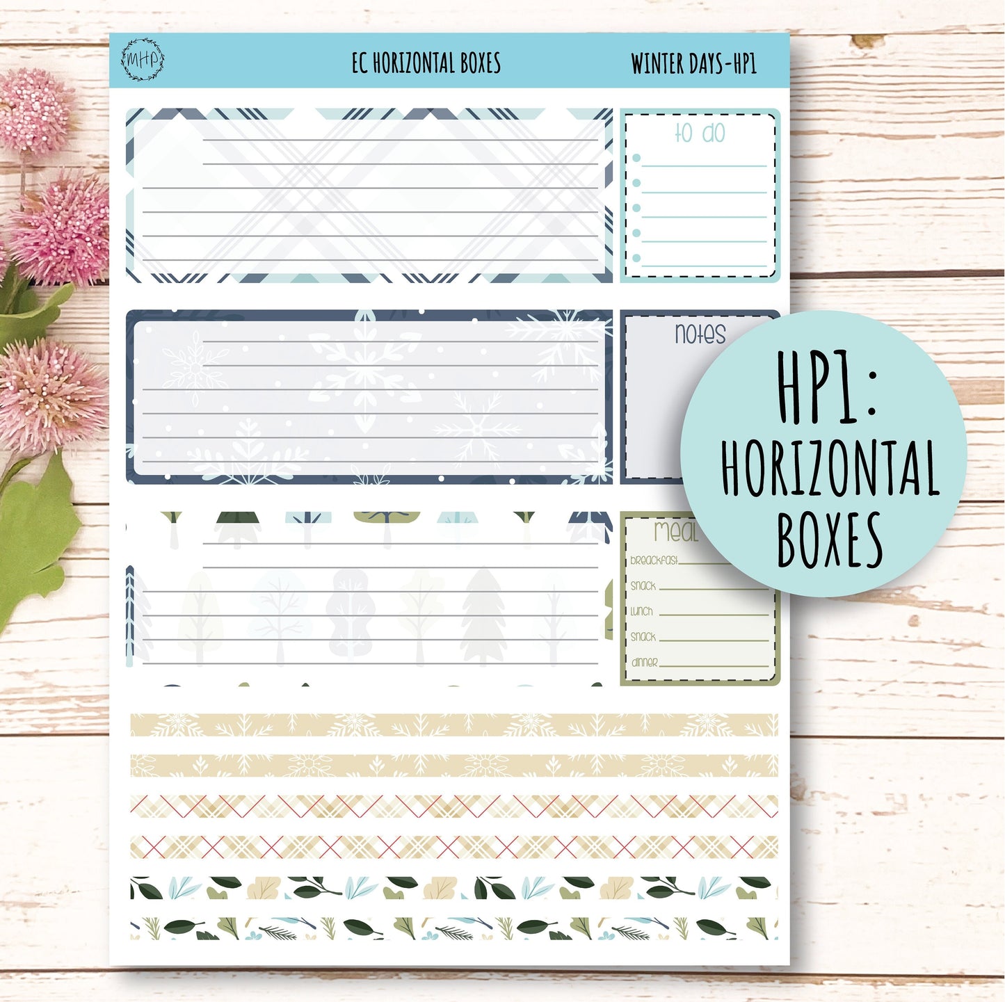 Erin Condren 7x9 Horizontal Planning Stickers. Planner Stickers. JANUARY "Snow Day" || SD-HP