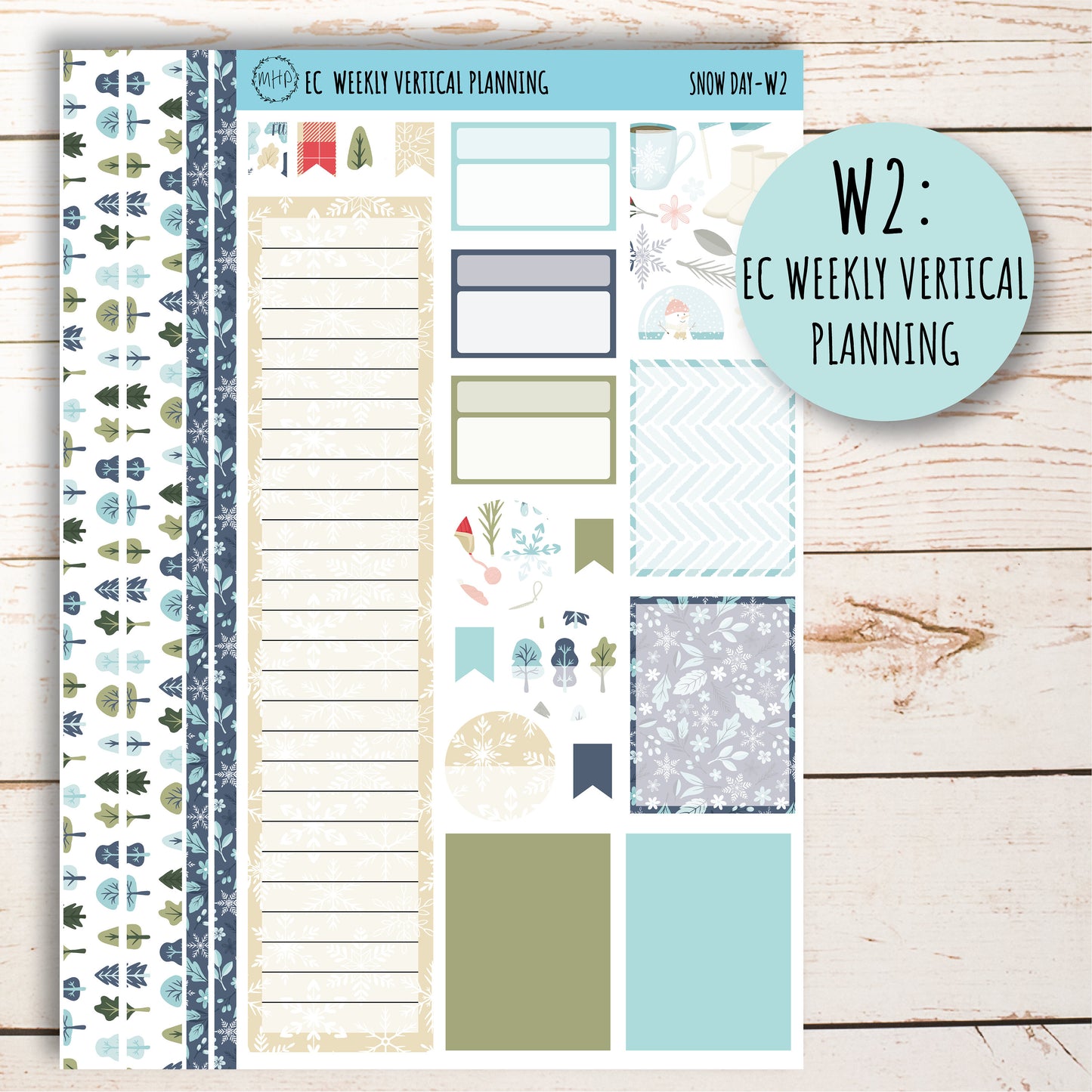 Erin Condren 7x9 Weekly Planning Kit. Planner Stickers JANUARY "Snow Day" || SD-W
