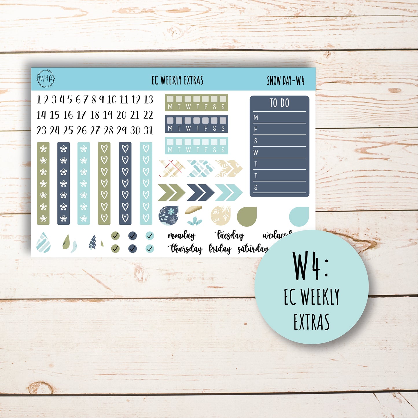 Erin Condren 7x9 Weekly Planning Kit. Planner Stickers JANUARY "Snow Day" || SD-W