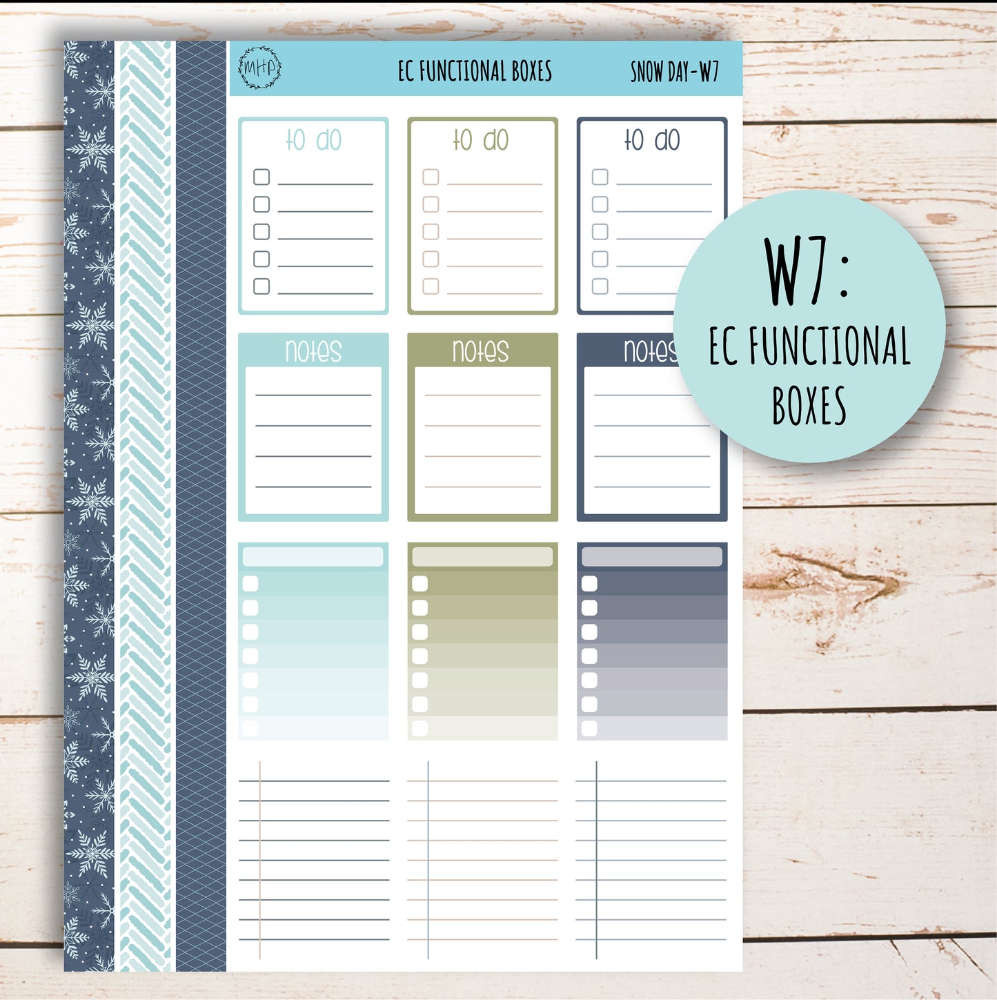 Erin Condren 7x9 Weekly Planning Kit. Planner Stickers JANUARY "Snow Day" || SD-W