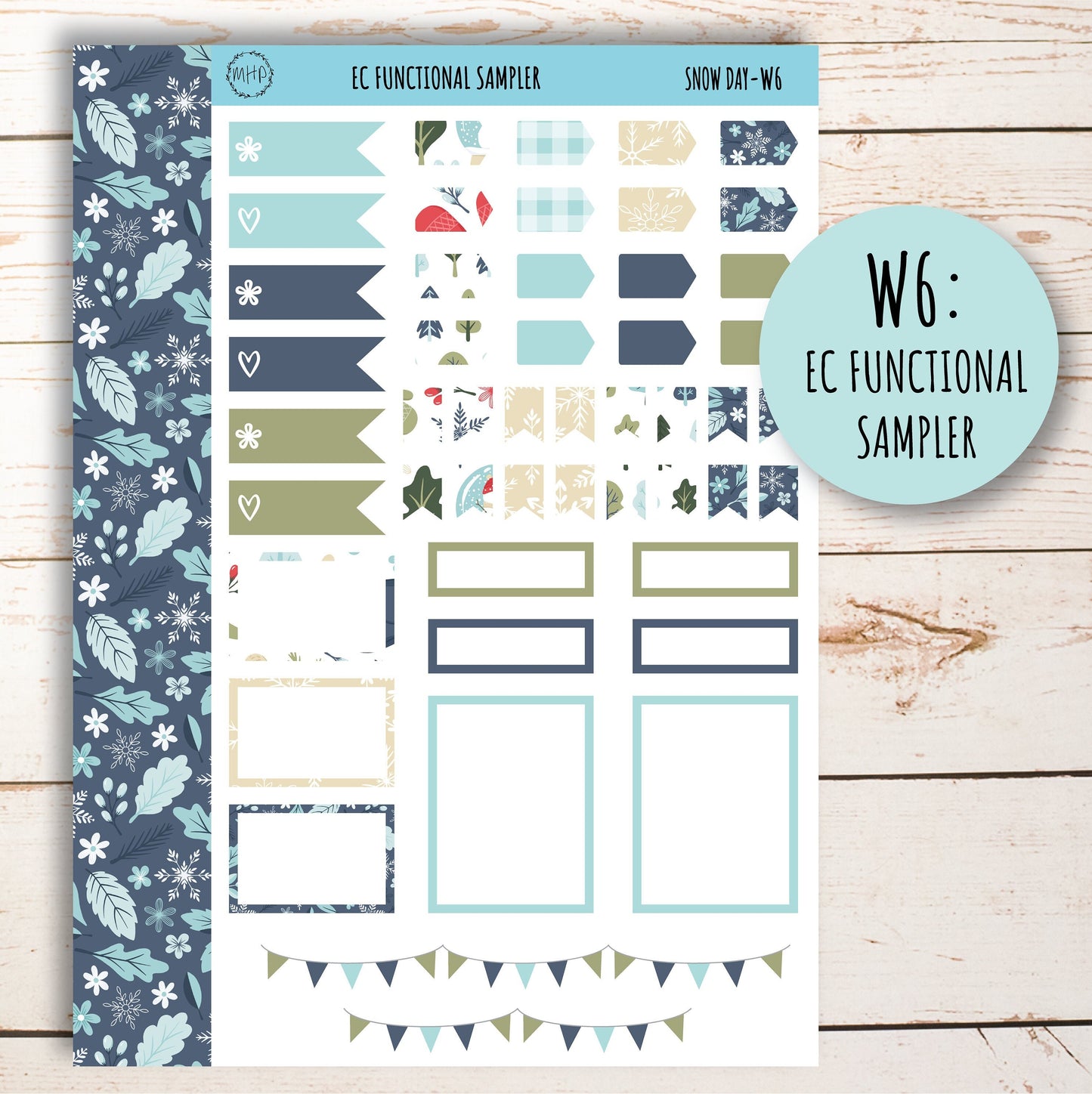 Erin Condren 7x9 Weekly Planning Kit. Planner Stickers JANUARY "Snow Day" || SD-W