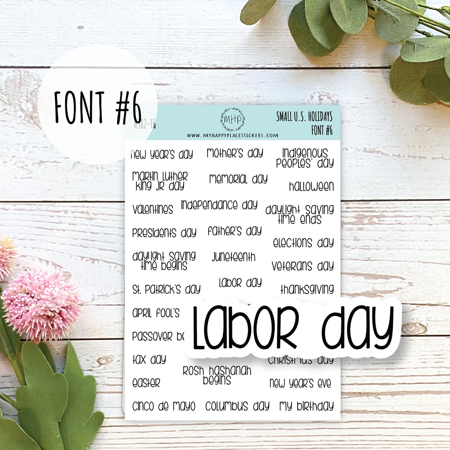 Small U.S. Holidays, Planner Stickers for Bullet Journals. Sticker for Teacher Planners and Homeschool Planner || H582
