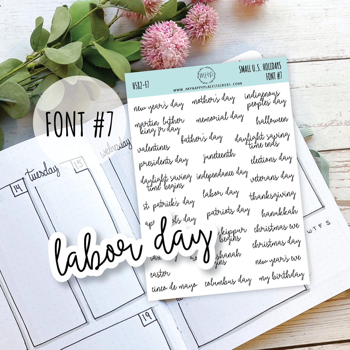 Small U.S. Holidays, Planner Stickers for Bullet Journals. Sticker for Teacher Planners and Homeschool Planner || H582