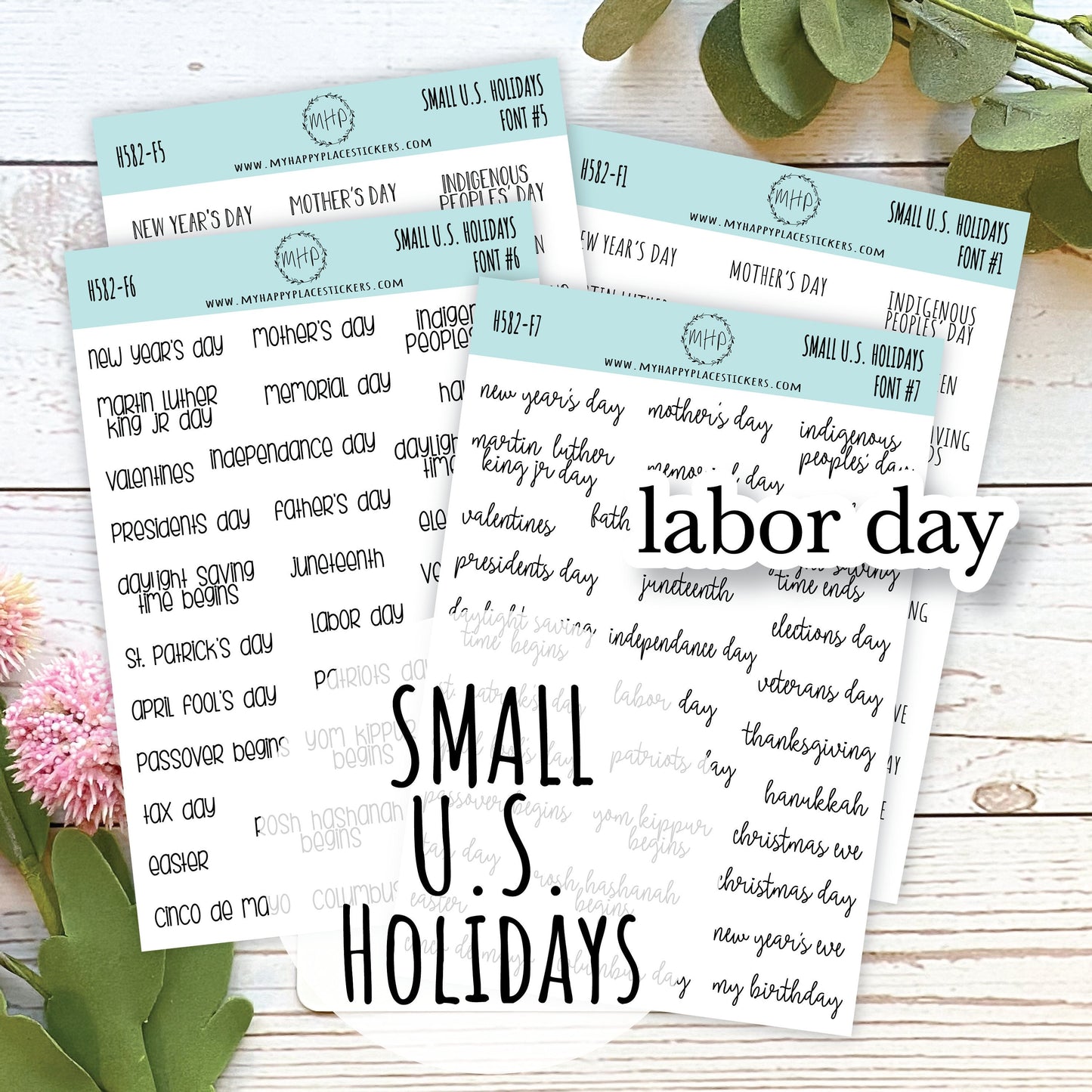 Small U.S. Holidays, Planner Stickers for Bullet Journals. Sticker for Teacher Planners and Homeschool Planner || H582