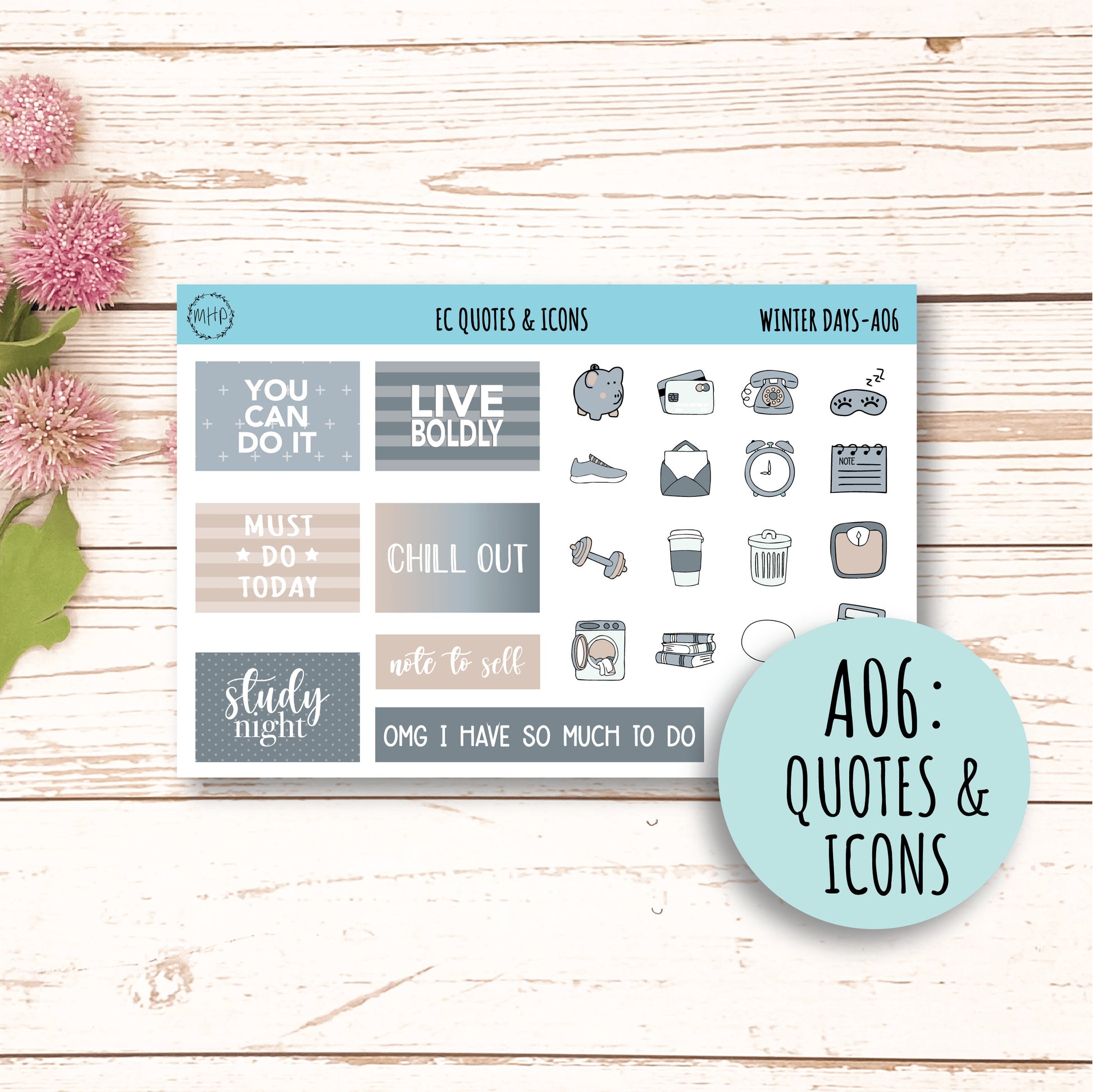 Add Ons Stickers for 7x9 Erin Condren Planners. JANUARY "Winter Days" || WD-AO