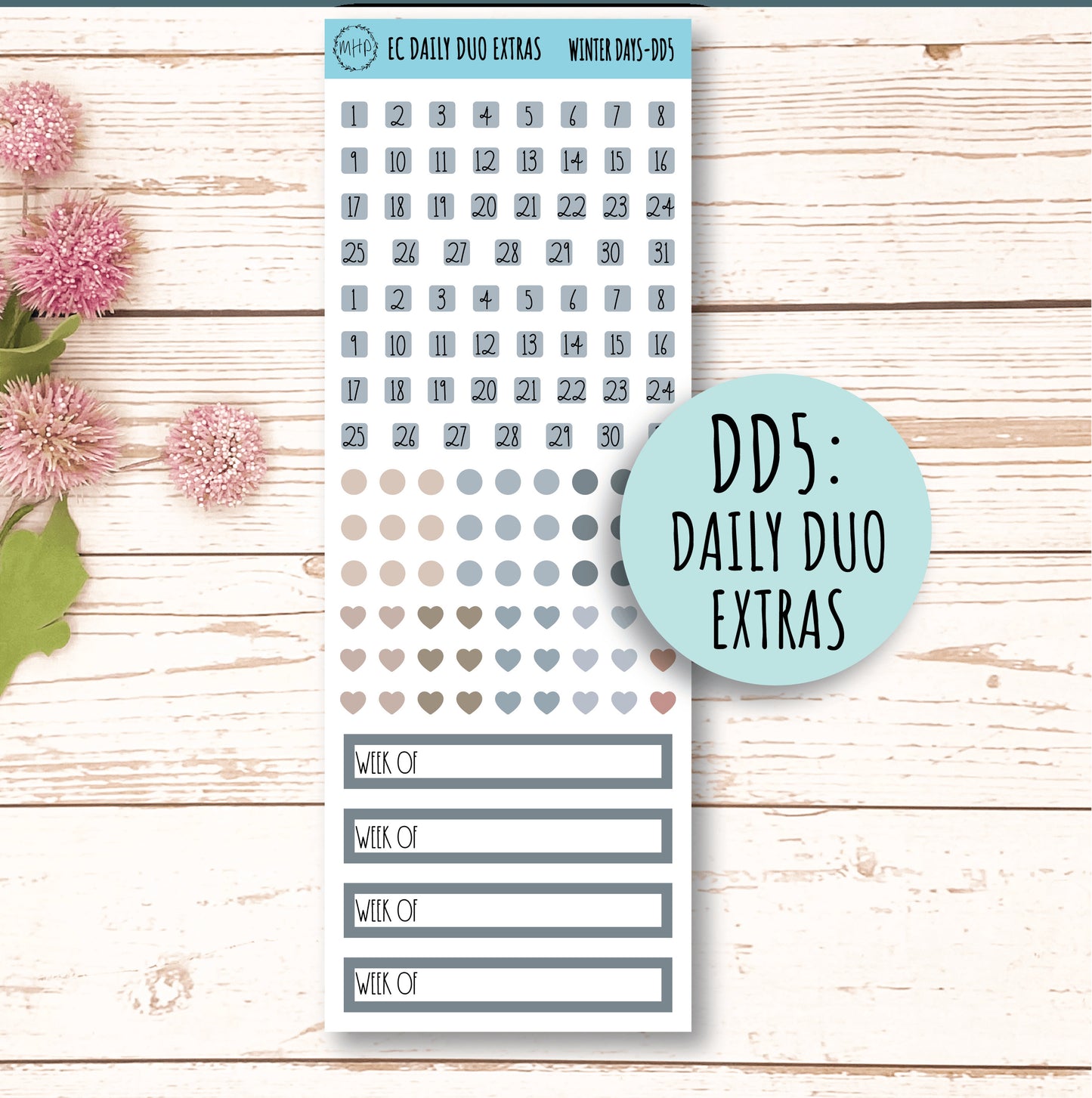 Daily Duo Stickers for 7x9 Erin Condren Planners. JANUARY "Winter Day" || WD-DD