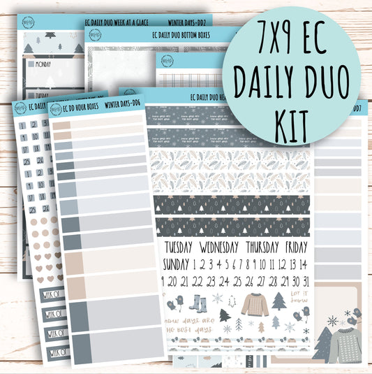 Daily Duo Stickers for 7x9 Erin Condren Planners. JANUARY "Winter Day" || WD-DD