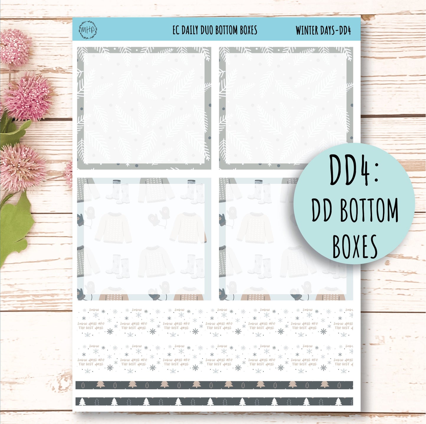 Daily Duo Stickers for 7x9 Erin Condren Planners. JANUARY "Winter Day" || WD-DD