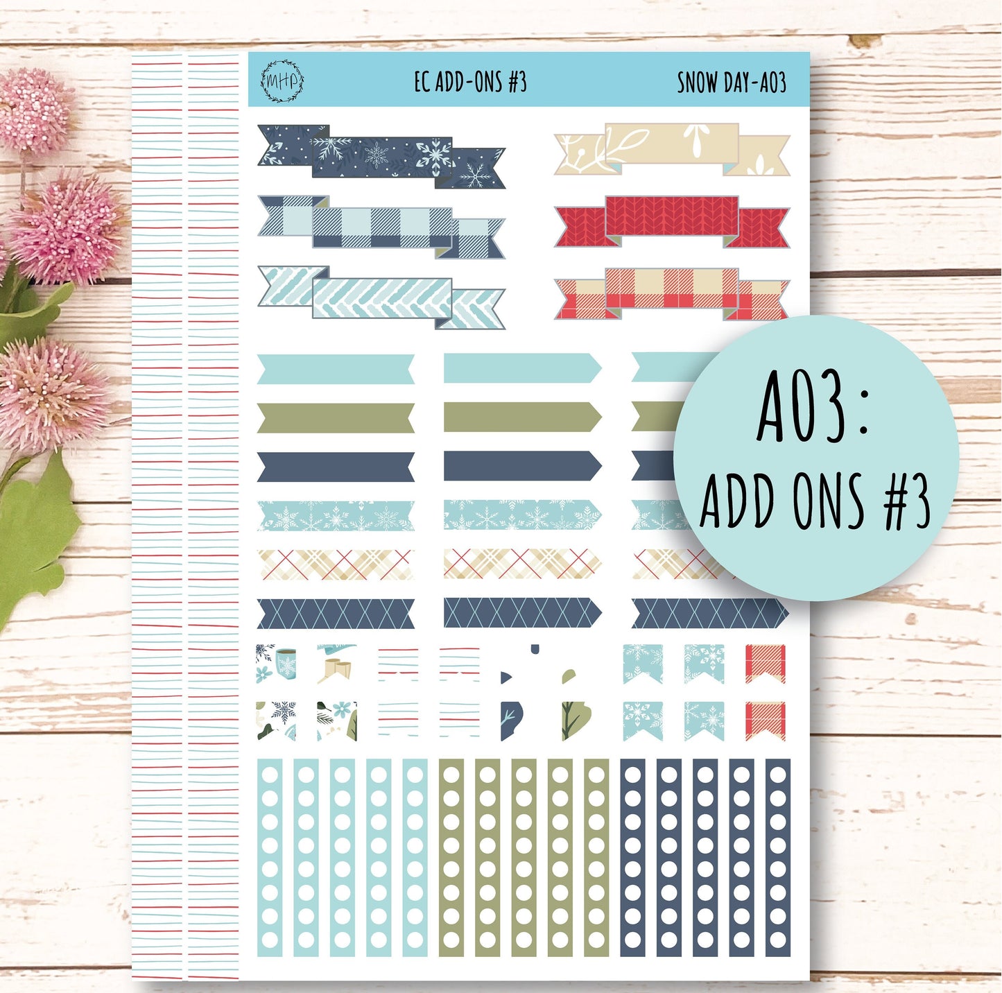 Add Ons Stickers for 7x9 Erin Condren Planners. JANUARY "Snow Day" || SD-AO