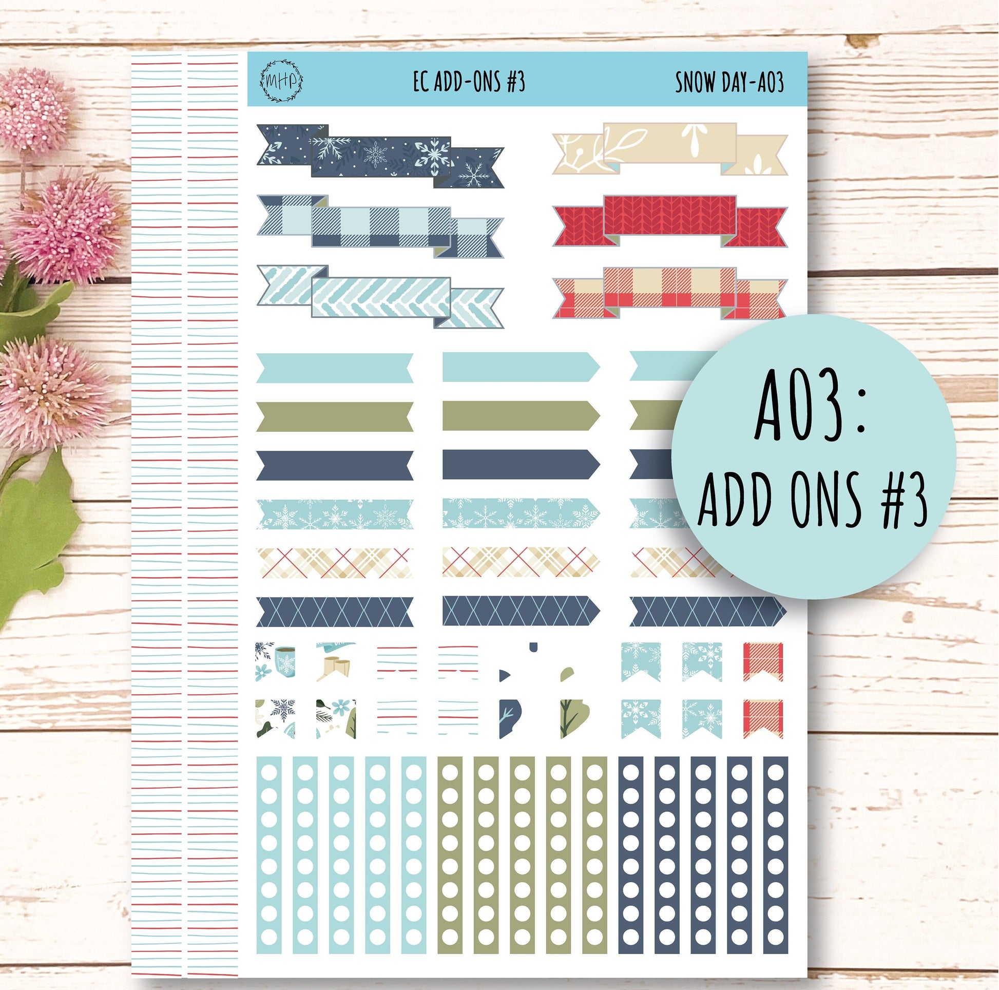 Add Ons Stickers for 7x9 Erin Condren Planners. JANUARY "Snow Day" || SD-AO