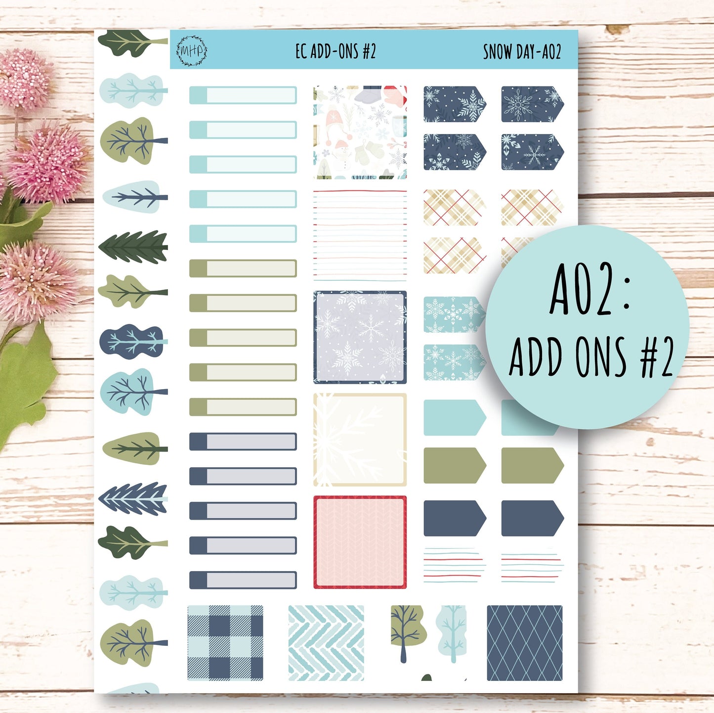 Add Ons Stickers for 7x9 Erin Condren Planners. JANUARY "Snow Day" || SD-AO